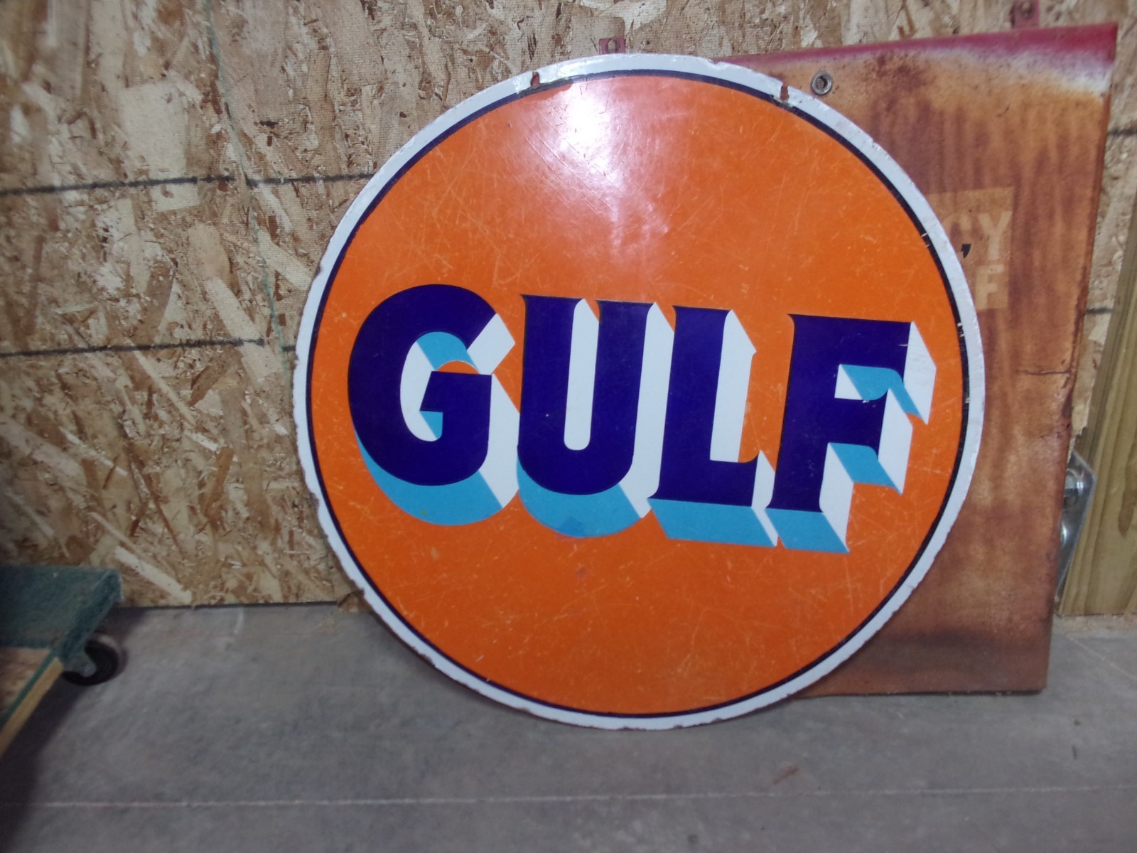 Vintage gulf 30in porcelain sign double sided- not a repo