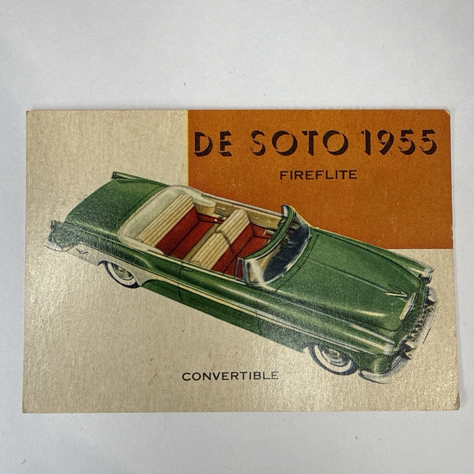 1955 Topps World On Wheels #175 DE SOTO FIREFLITE red back CONVERTIBLE