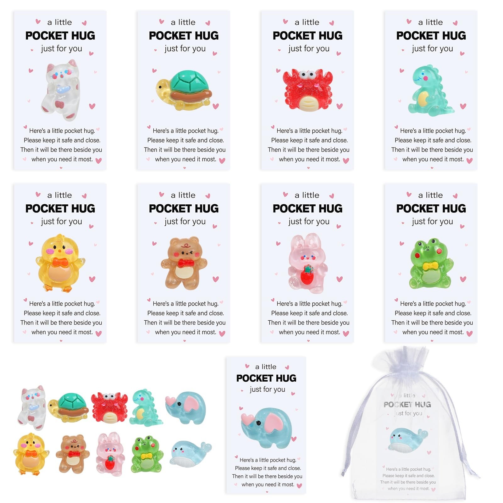 NEWEST 10 Sets Little Pocket Hug Bulk, Resin Animal Pocket Hug Token with Ins... NEWEST 10 Sets Little Pocket Hug Bulk, Resin Animal Pocket Hug Token with Ins...