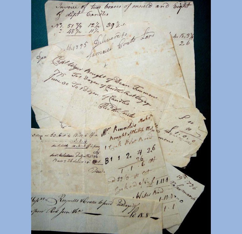 LOT 1775-95 antique 7pc EPHEMERA REYNOLDS COATES handwritten colonial phila pa