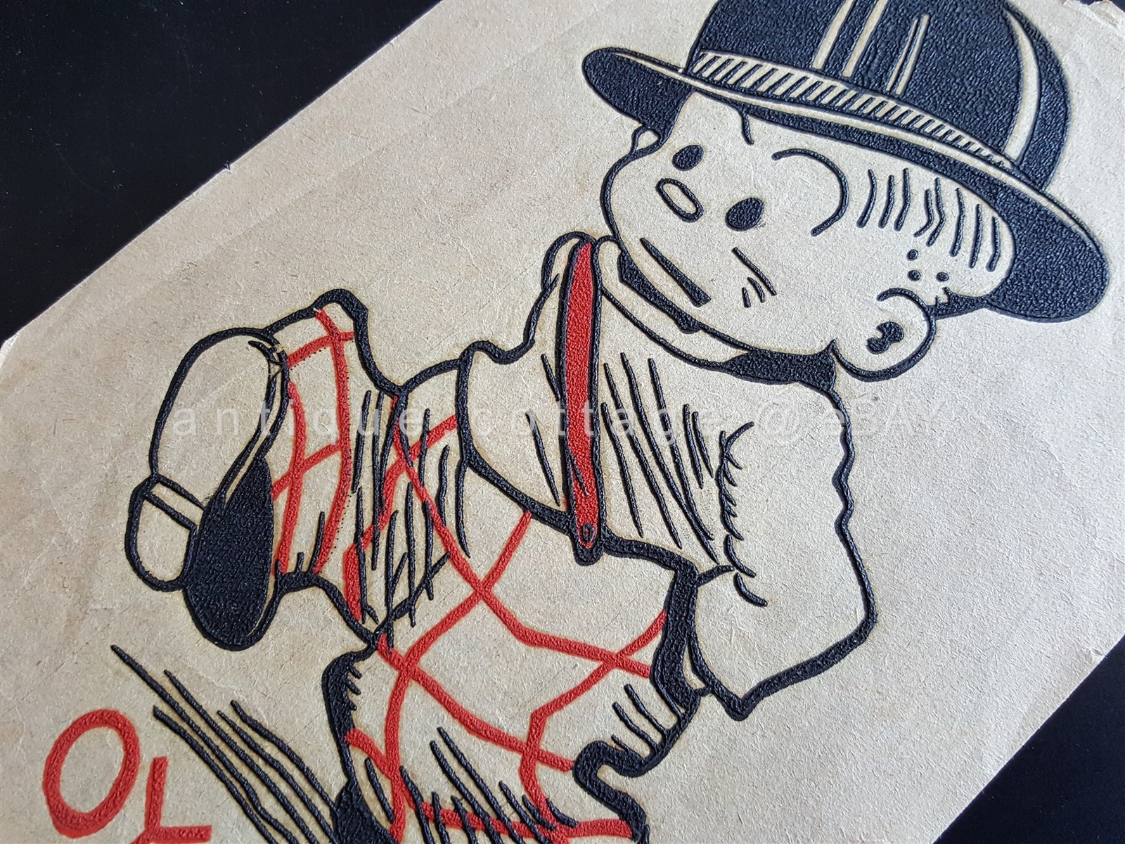 1930s antique CARTOON CHARACTER KAYO MULLINS nos TRANSFER for CLOTHING textured