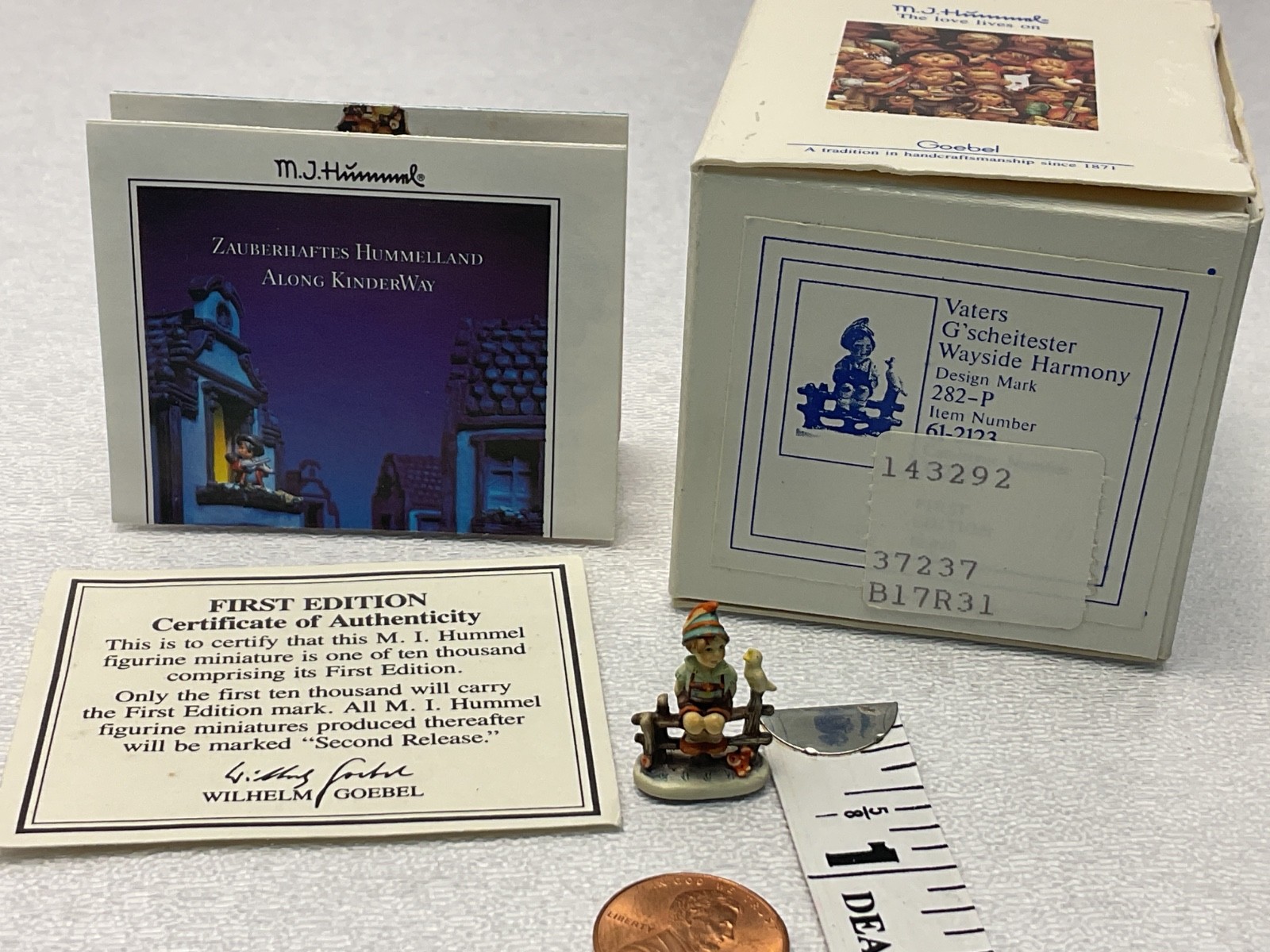 Goebel Hummel Miniature Figurine Wayside Harmony 282-P 1st Ed. 1992 Box COA H3 