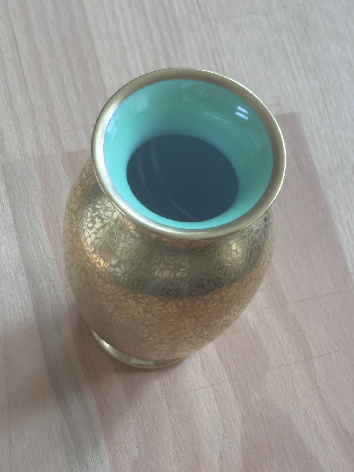 Gold Etched Pickard Vase Rose and Daisy Pattern with Green Interior / 5.5” Gold Etched Pickard Vase Rose and Daisy Pattern with Green Interior / 5.5”