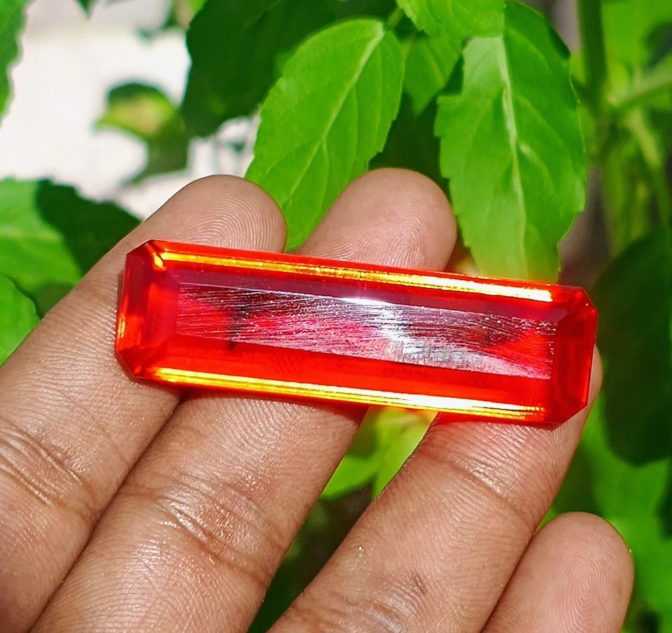 80 CT Certified Red Orange Topaz Baguette Cut Flawless Loose Gemstone