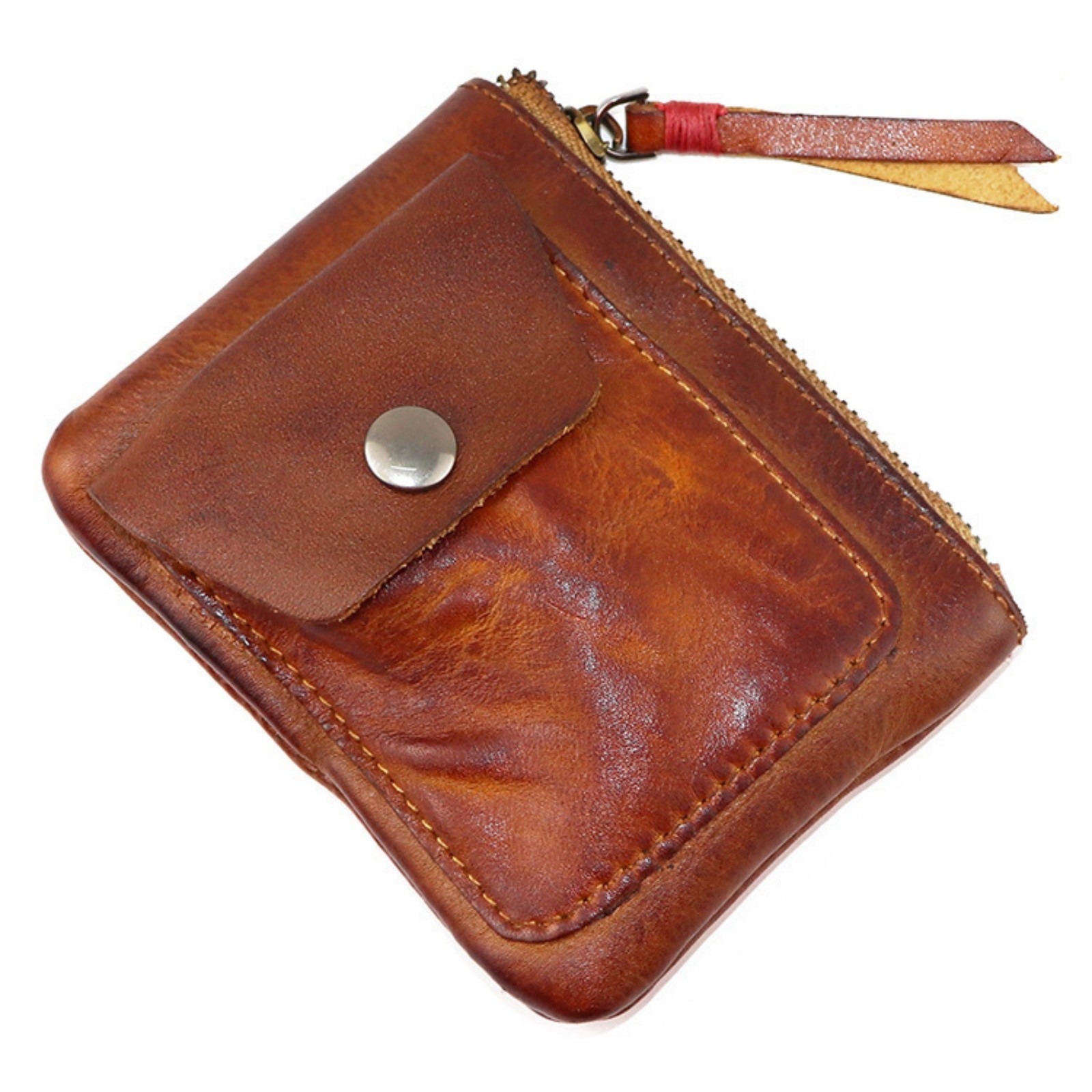 Vintage Genuine Leather Lighter Case Cigarette Holder Pouch Zipper Bag Portable