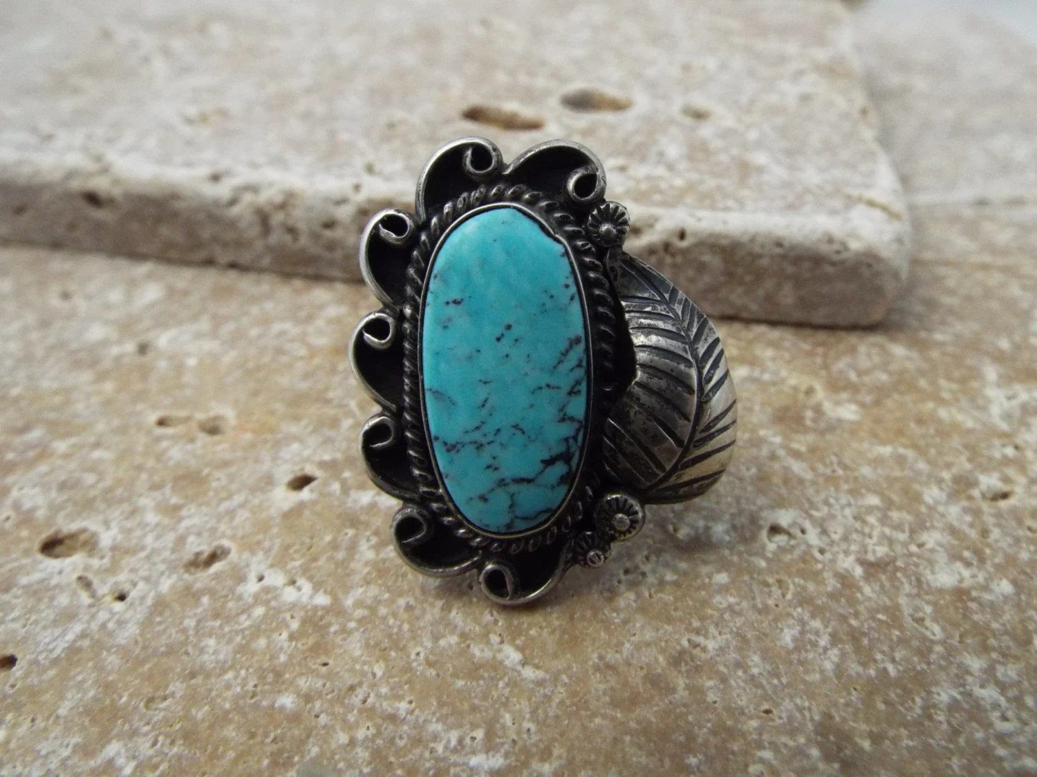 Navajo Turquoise Ring- Size 5.5 Native American  Jewelry Glenn & Irene Sandoval