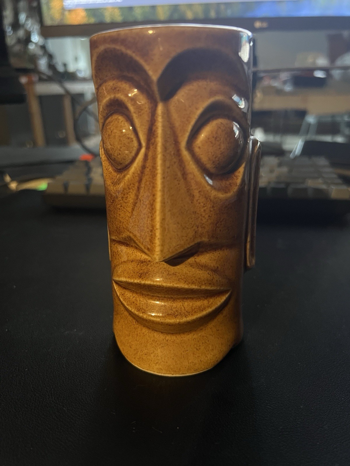 Vintage Otagiri OMC Bug Eyed Moai Tiki Mug Brown Ceramic Japan Polynesian