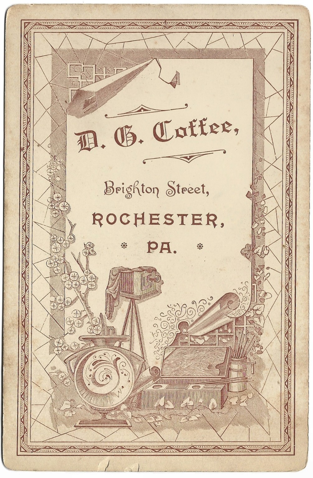 ROCHESTER PENNSYLVANIA PA. Vintage Old Cabinet Photo of Woman D.G. COFFEE Camera