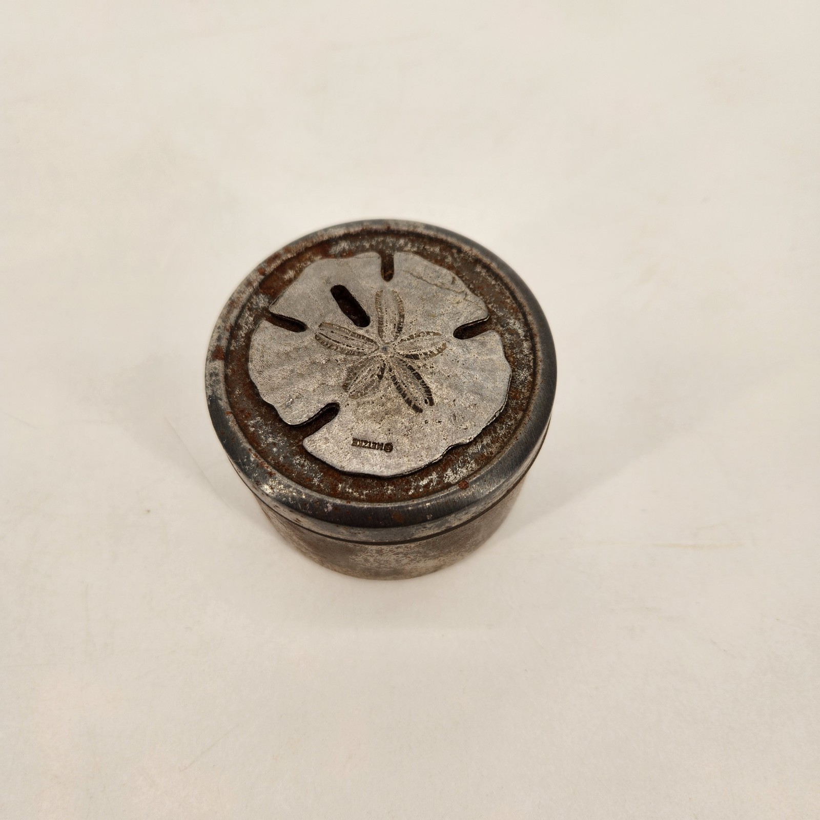 Metzke Vintage 197o's Pewter Trinket Box With Sand Dollar
