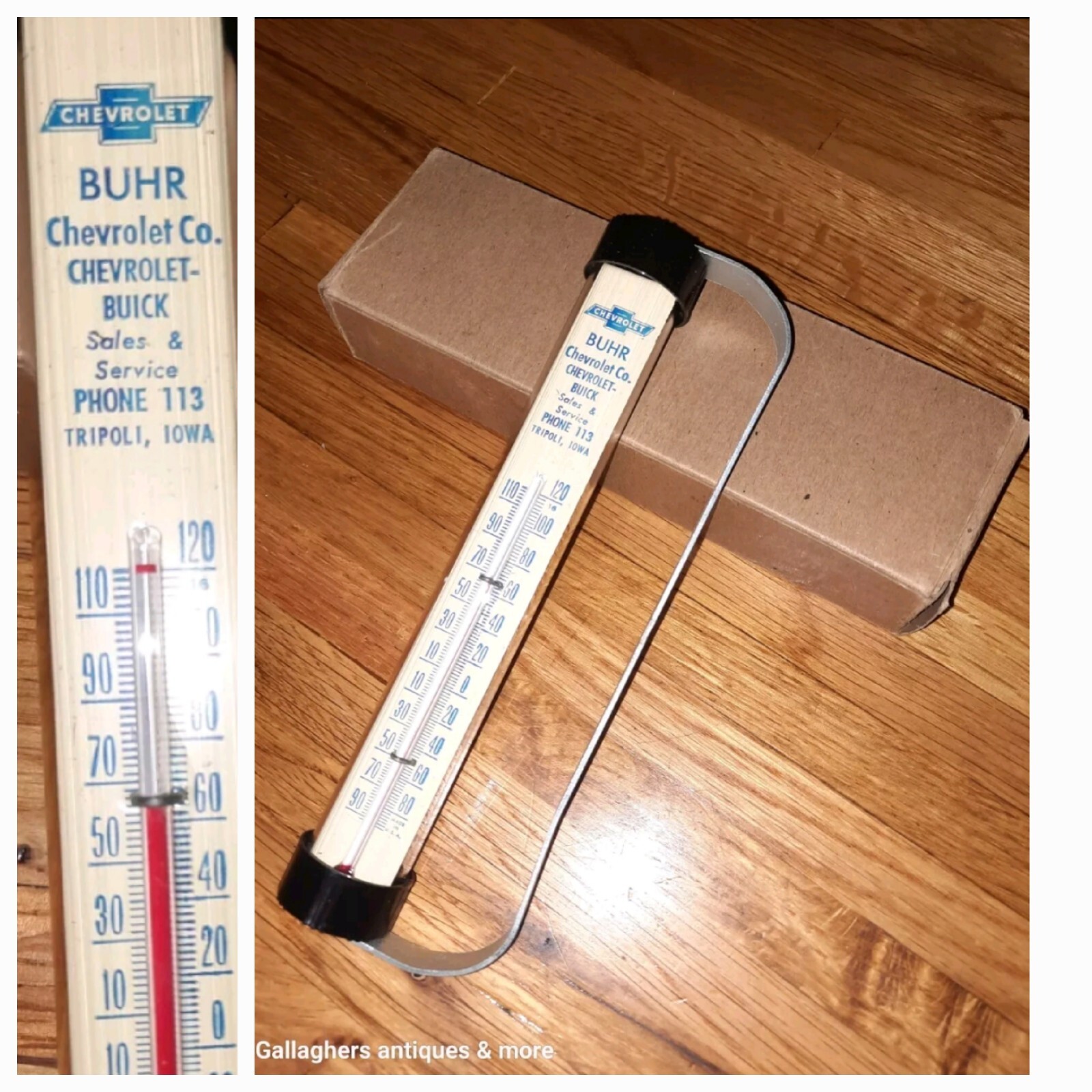 Rare NOS Vintage 1950s BUHR Chevrolet Buick Tripoli Iowa Thermometer