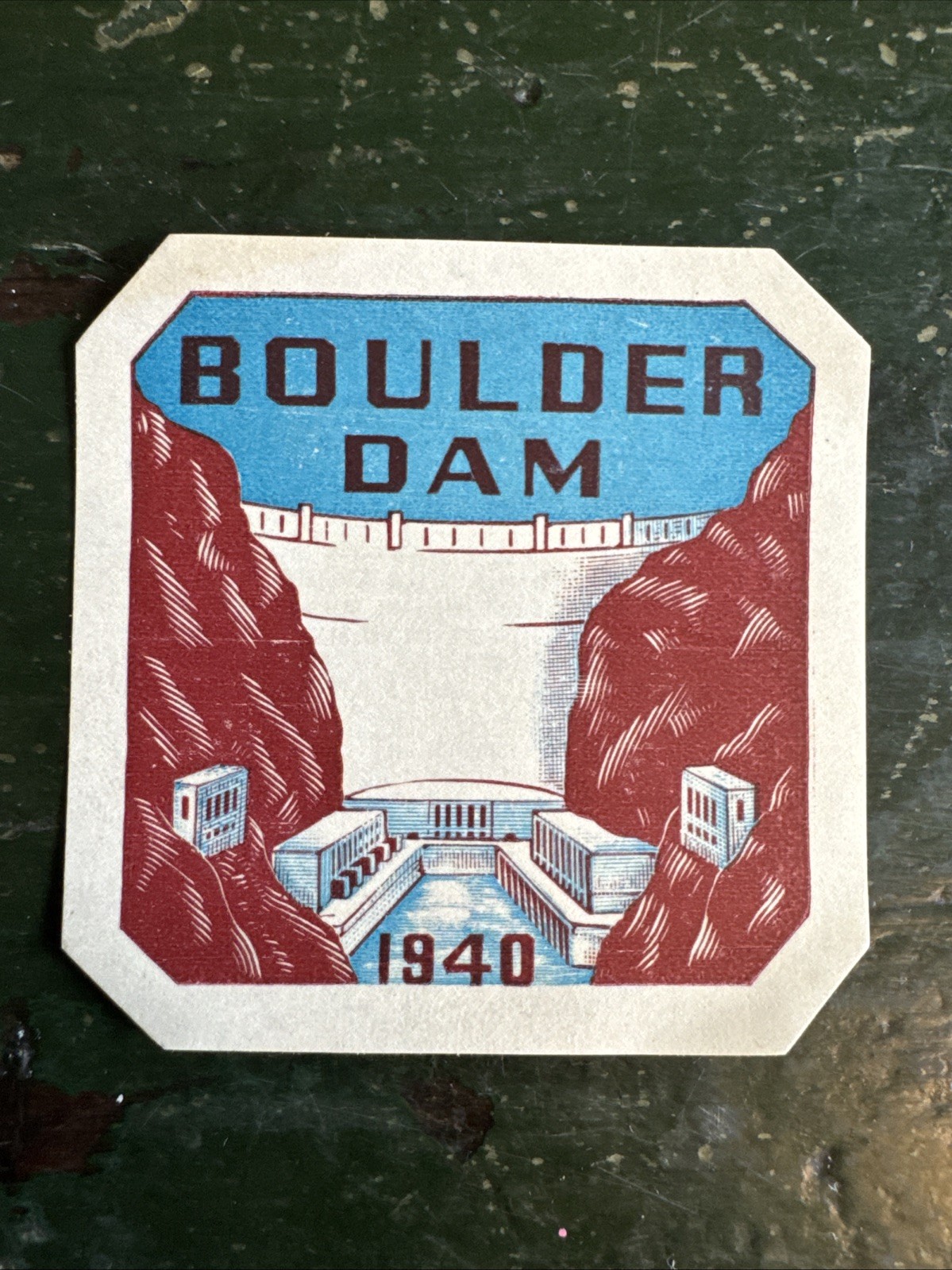 Vintage Paper Decal BOULDER DAM National Service Boulder City Nevada 1940s Vintage Paper Decal BOULDER DAM National Service Boulder City Nevada 1940s