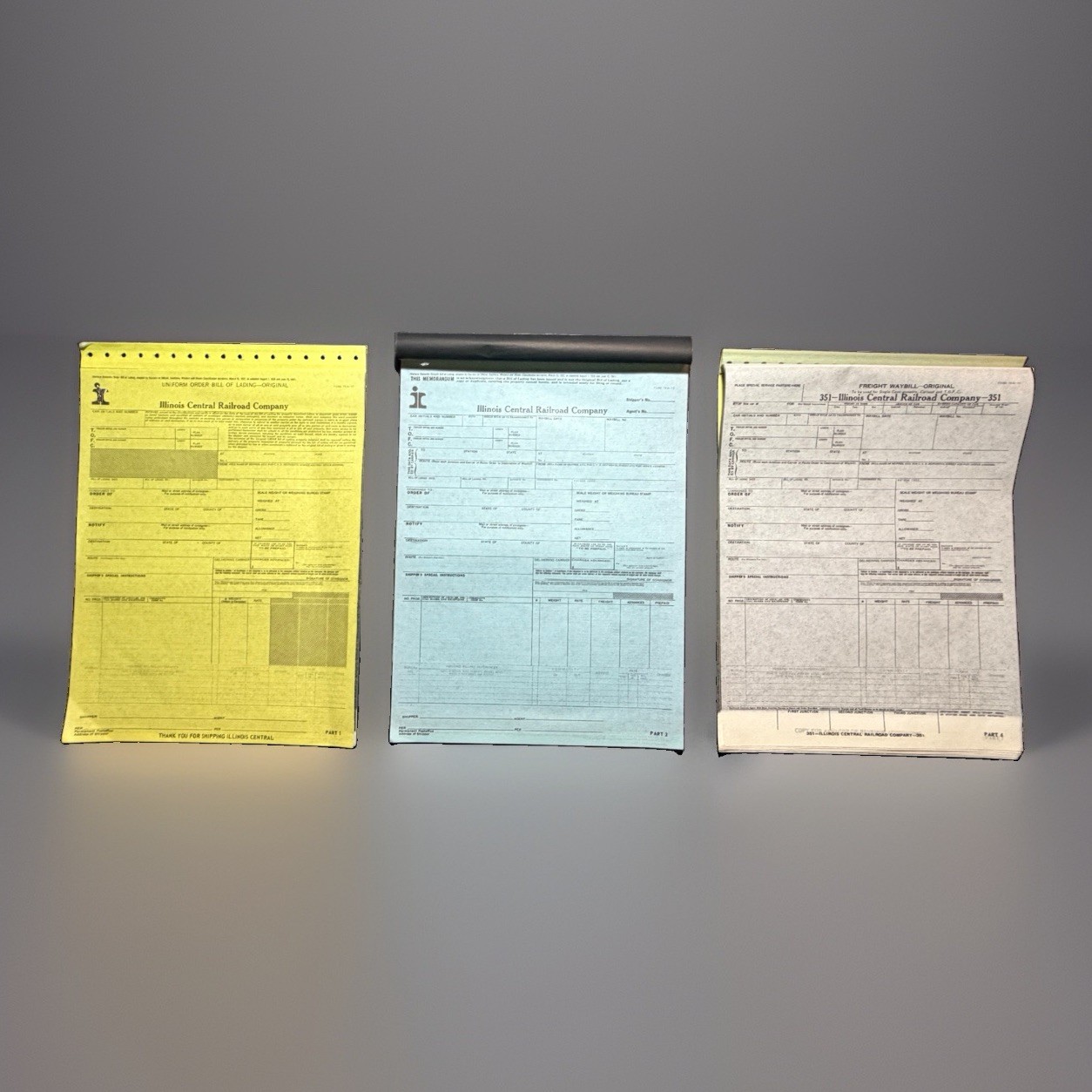 Vintage Illinois Central Railroad Bill of Lading Waybill Forms Lot ICRR Freight