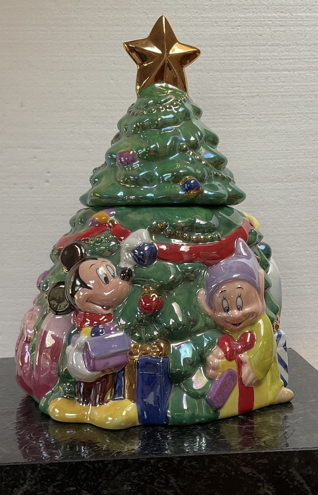 Vintage Disney Store LE Mickey & Friends Christmas Tree Cookie Jar 12