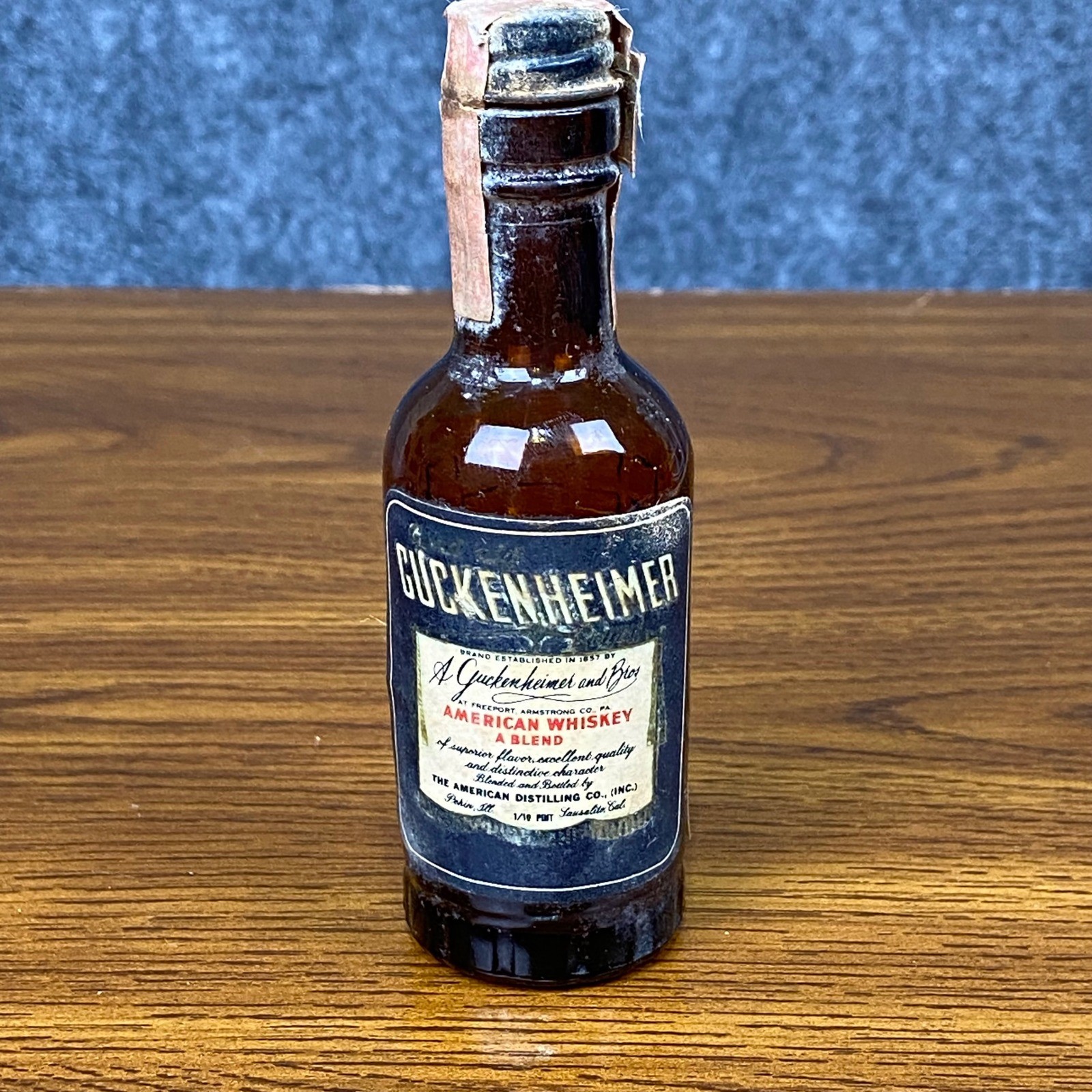 VTG Guckenheimer Mini Whiskey Liquor Bottle Embossed MD Stamp EMPTY Collectible