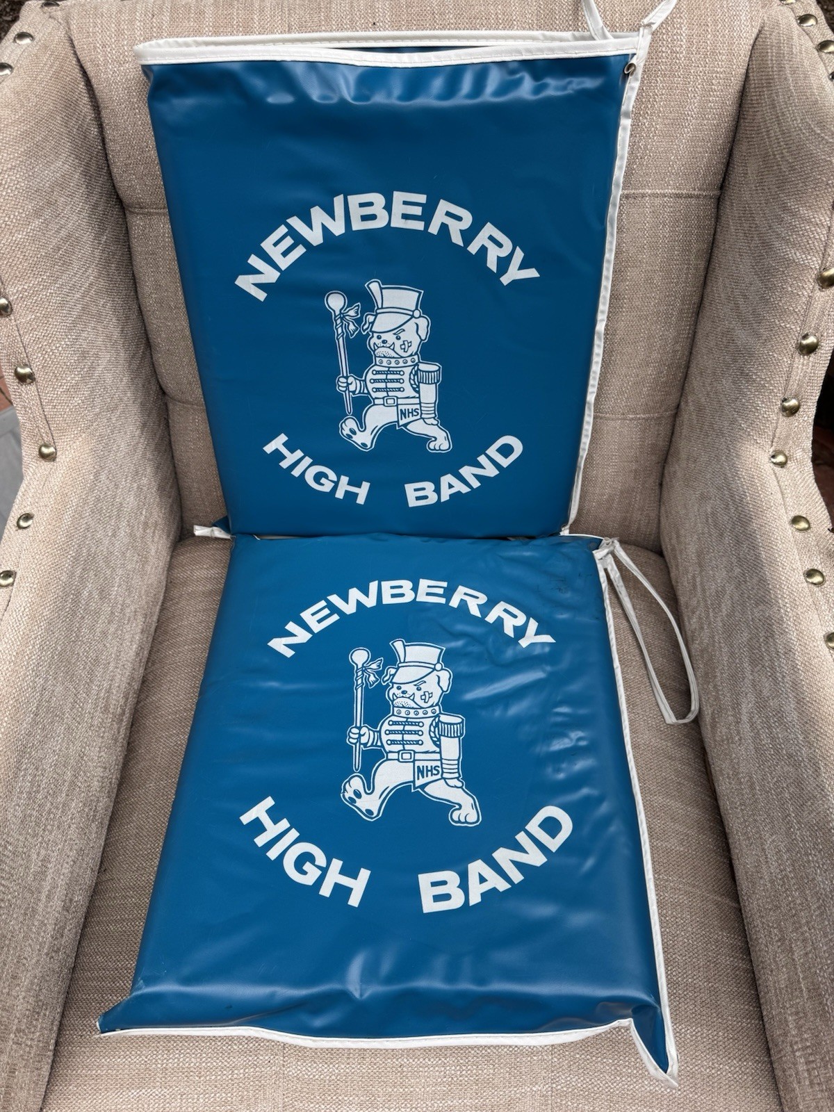 Vintage Newberry High School Band Stadium Seat Cushions Set 2 SC Advertising