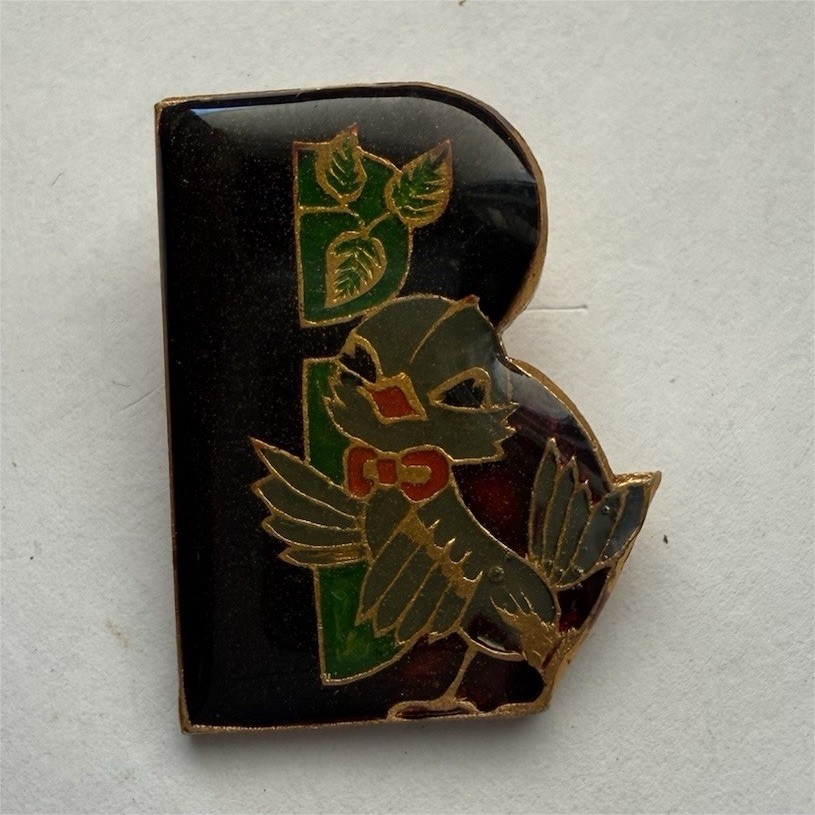 Vintage Soviet Enamel Pin Bird on Letter B Rare USSR CCCP Lapel Badge 29K Stamp