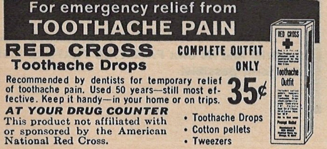 Vintage 1970 Red Cross Toothache Drops Print Ad American Red Cross u