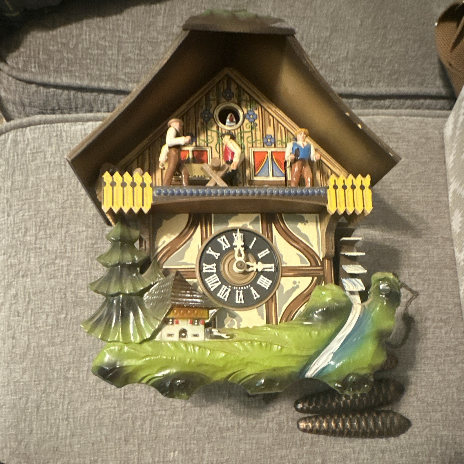 Vintage German E. Schmeckenbecher Black Forest Cuckoo Clock w/ musical sawmill Vintage German E. Schmeckenbecher Black Forest Cuckoo Clock w/ musical sawmill