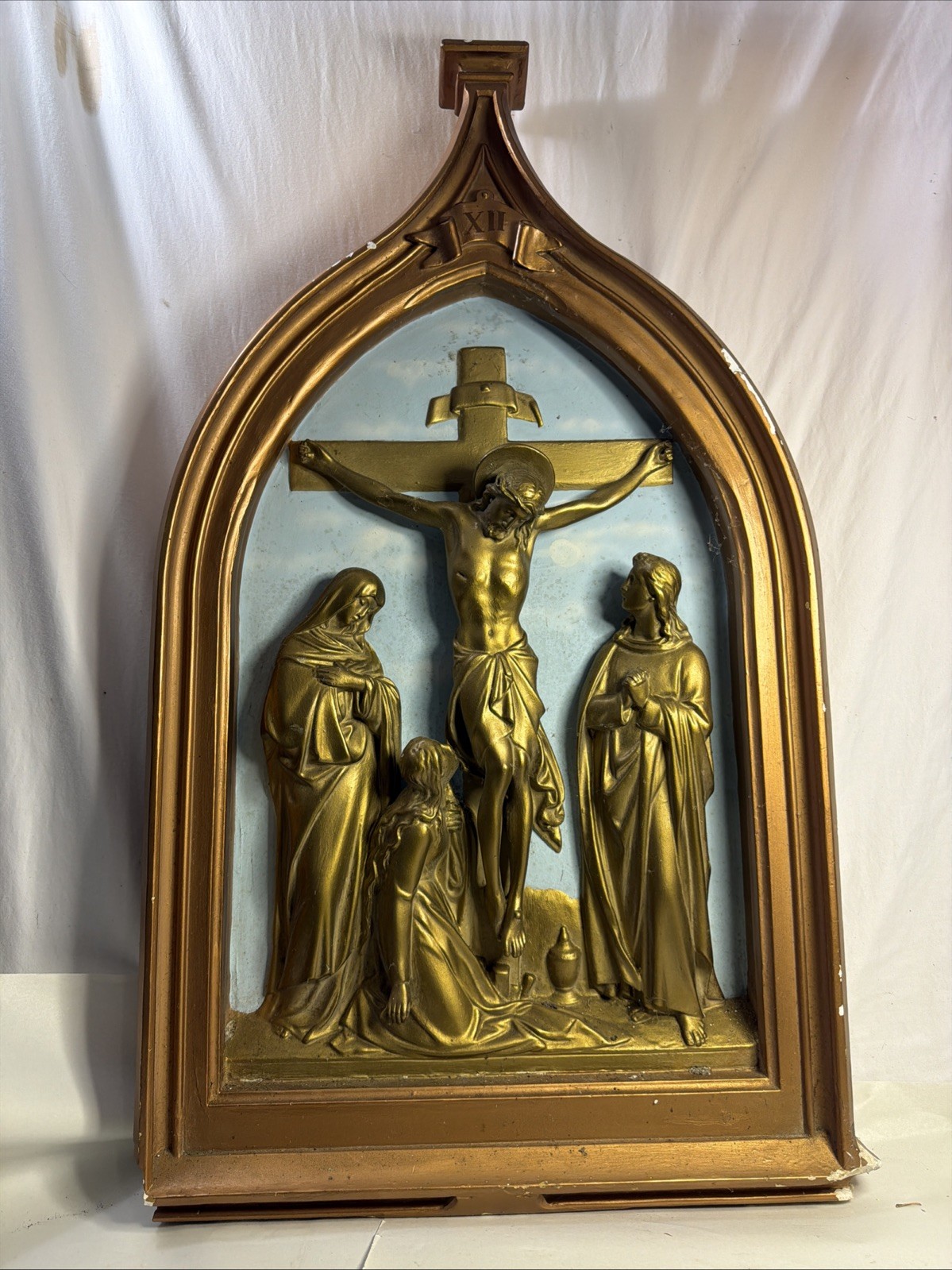 Large Church Size 12th Stations 0f the Cross in Plaster Gold