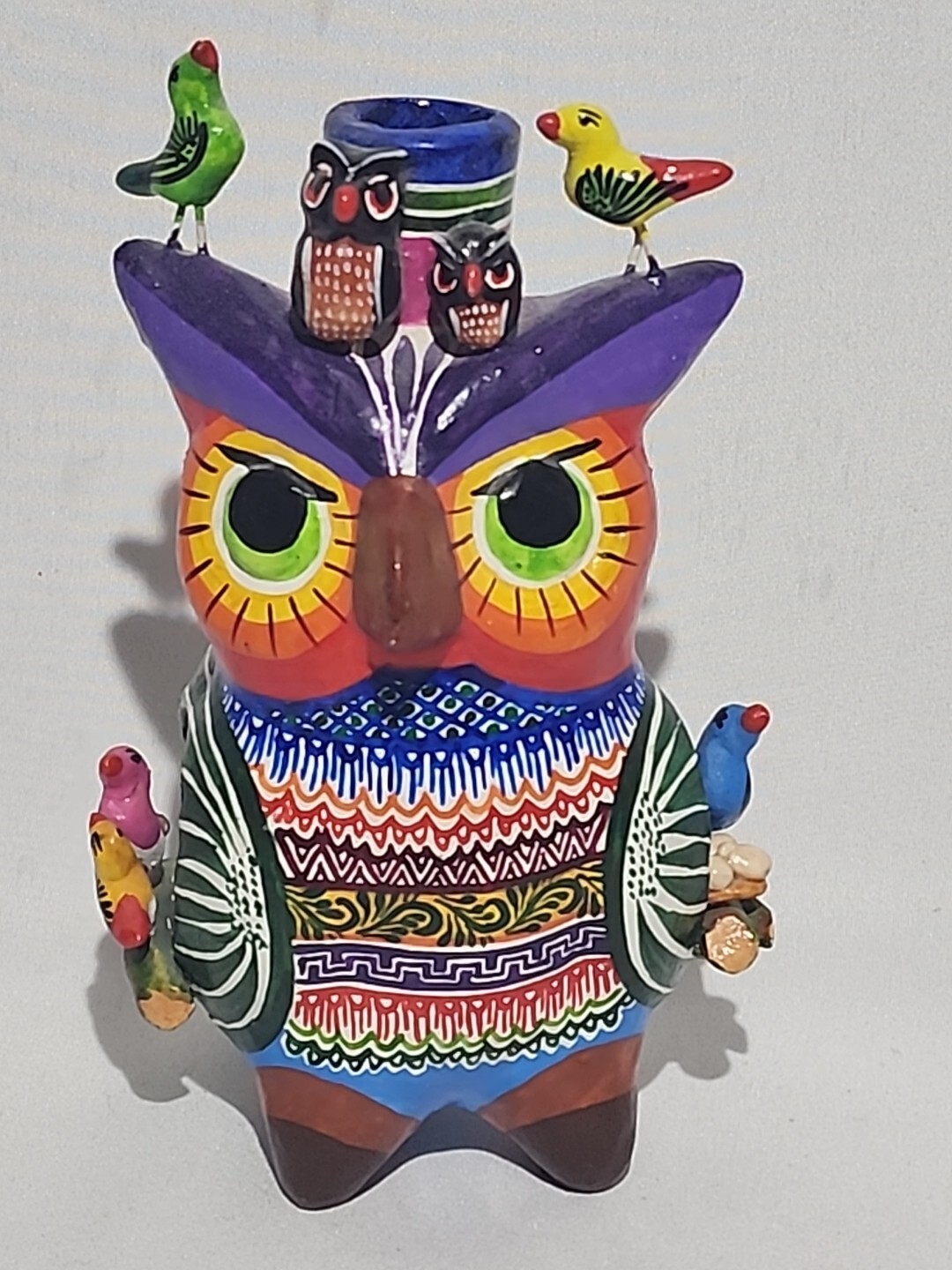 Alfonso Castillo Orta Hand Painted Bird Sculpture
