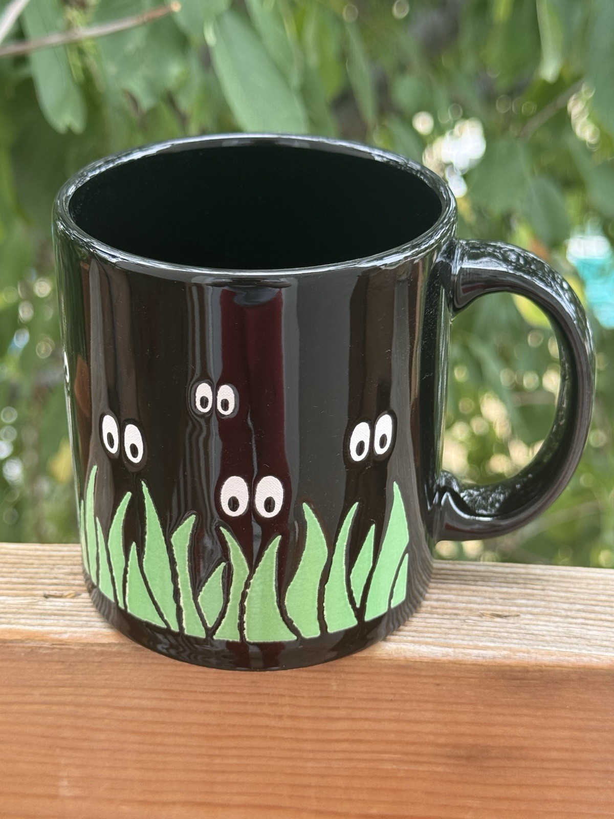 Vintage Waechtersbach W Germany Coffee Mug Black Eyes Grass Halloween Unique