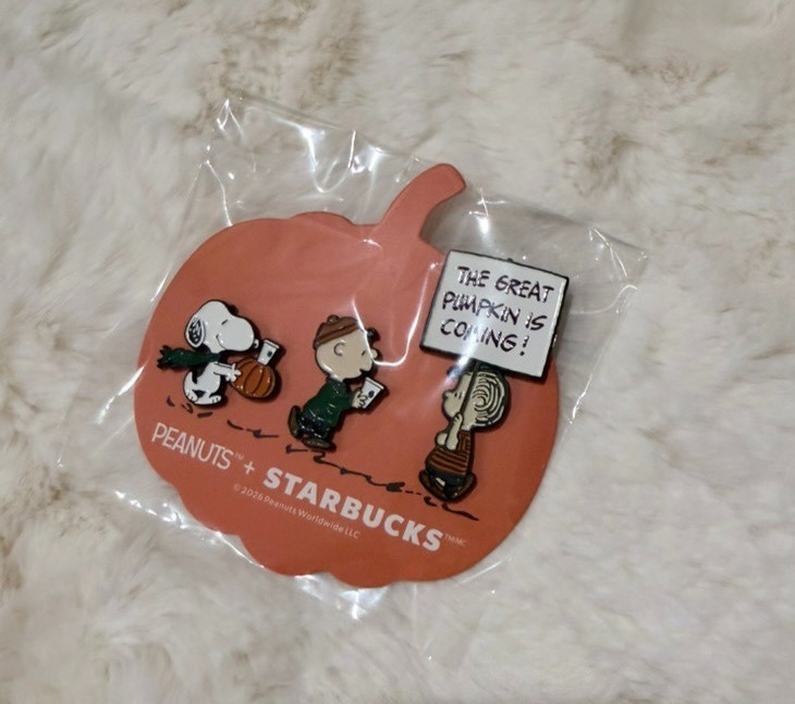 STARBUCKS Peanuts 2026 Great Pumpkin Enamel Pin Charms Set Charlie Snoopy New