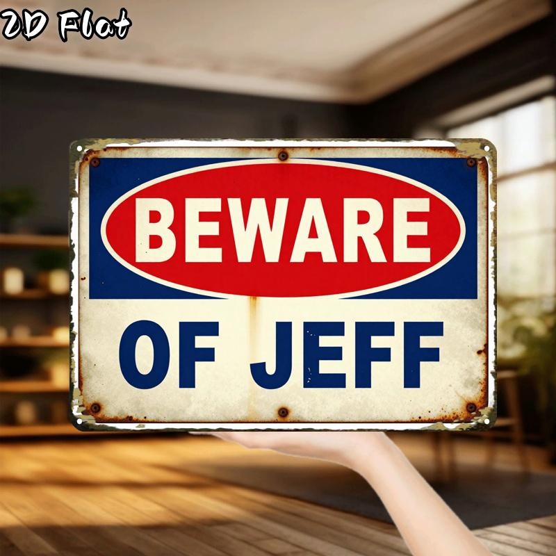 Beware of Jeff Creative Garage Tin Metal Signs Home Décor 8x12