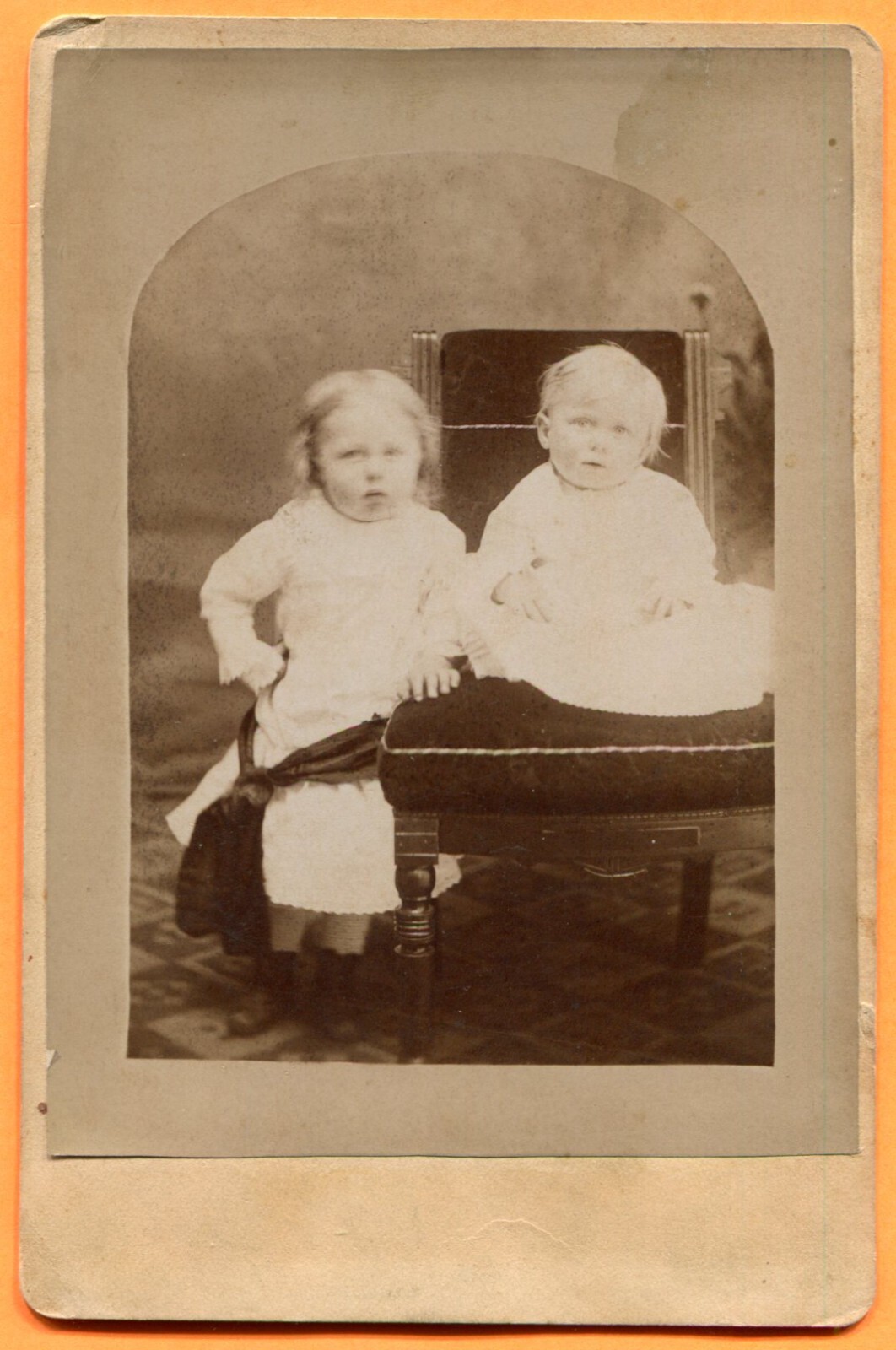 Portrait of 2 Little Brothers, circa 1880s Old Cabinet Card