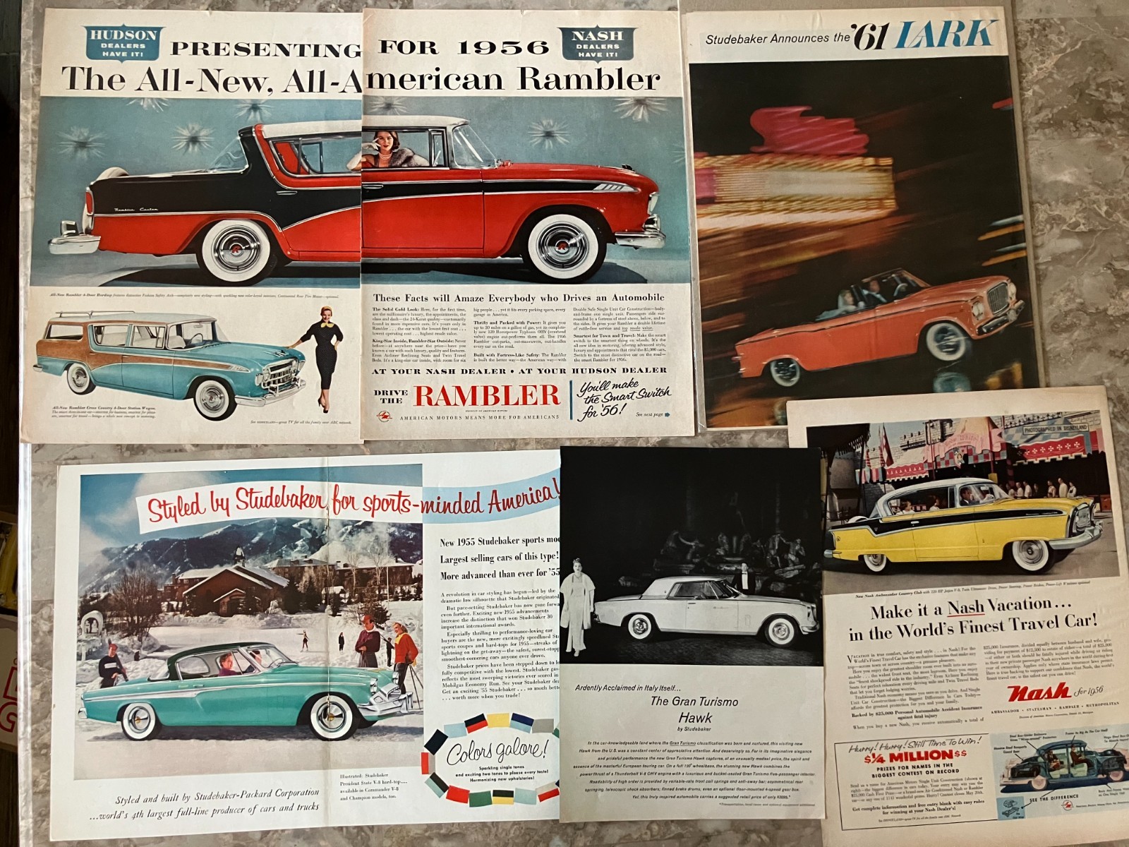 Lot of 5*Studebaker Nash early 50;s American Motors *Original* car ad print c Lot of 5*Studebaker Nash early 50;s American Motors *Original* car ad print c