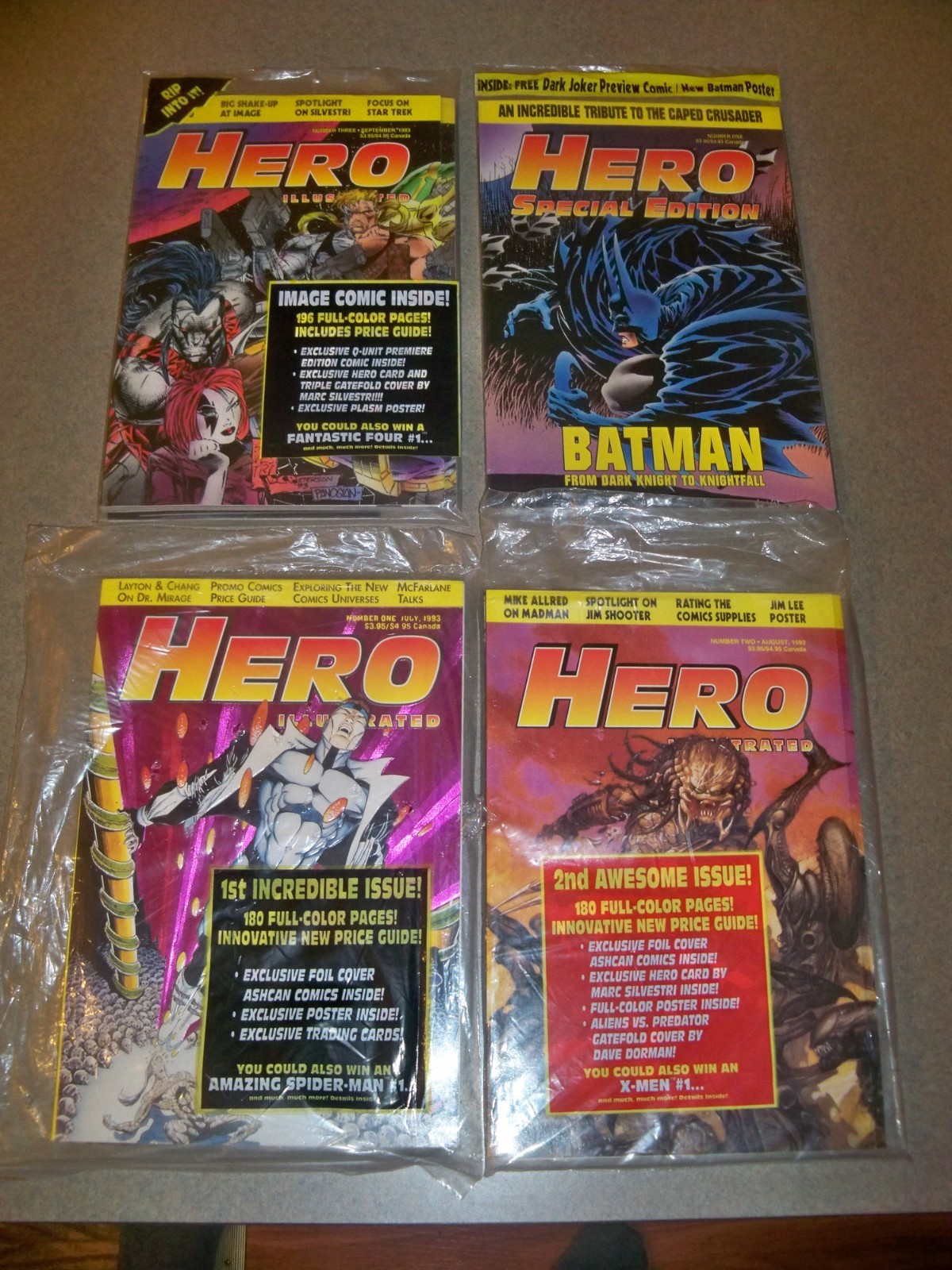 4 NEW Sealed Issues HERO ILLUSTRATED -- 1 2 3 Special-- Comic Magazine 1993