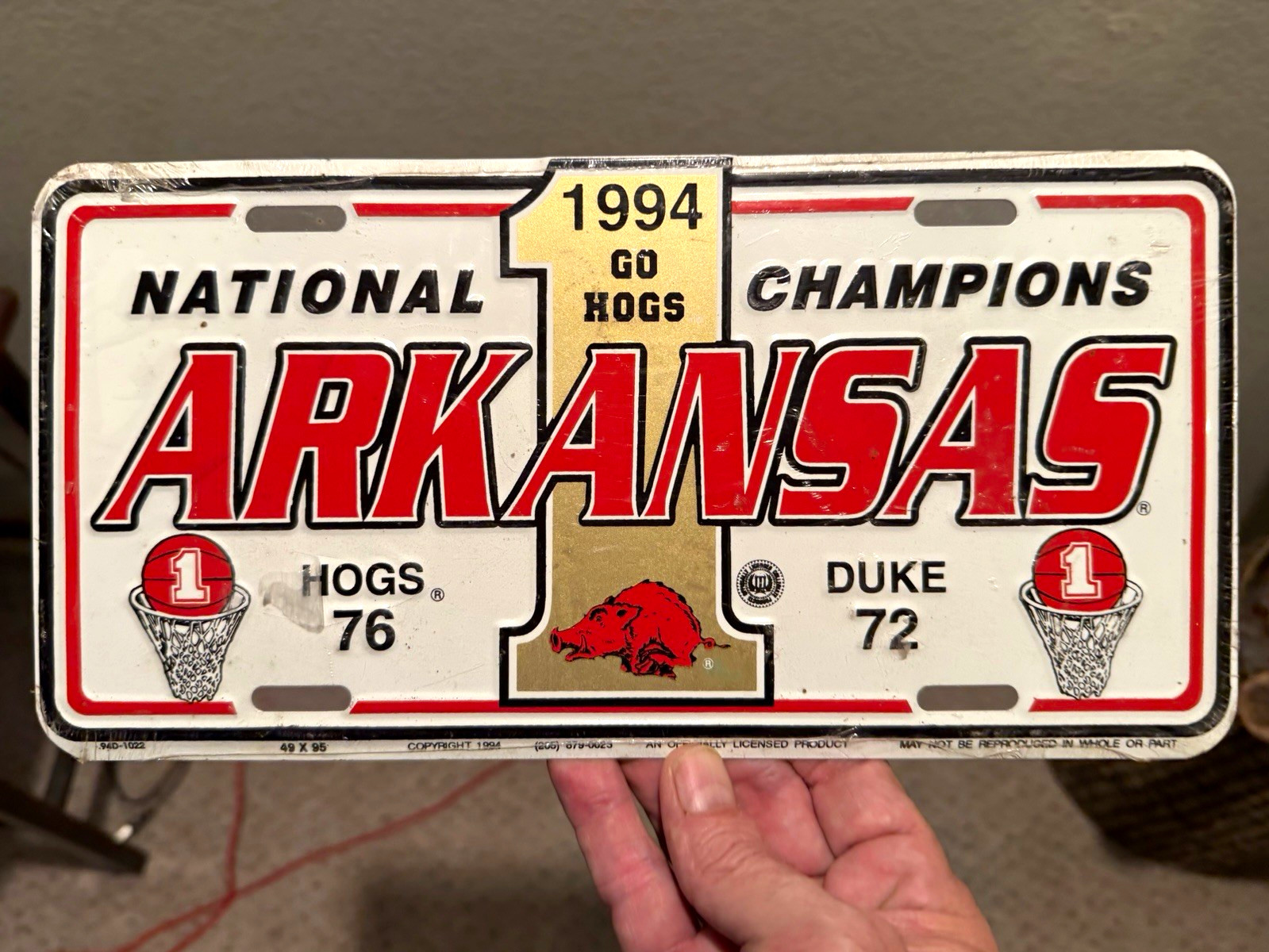Rare Arkansas Razorbacks 1994 National Champions Vintage License Plate