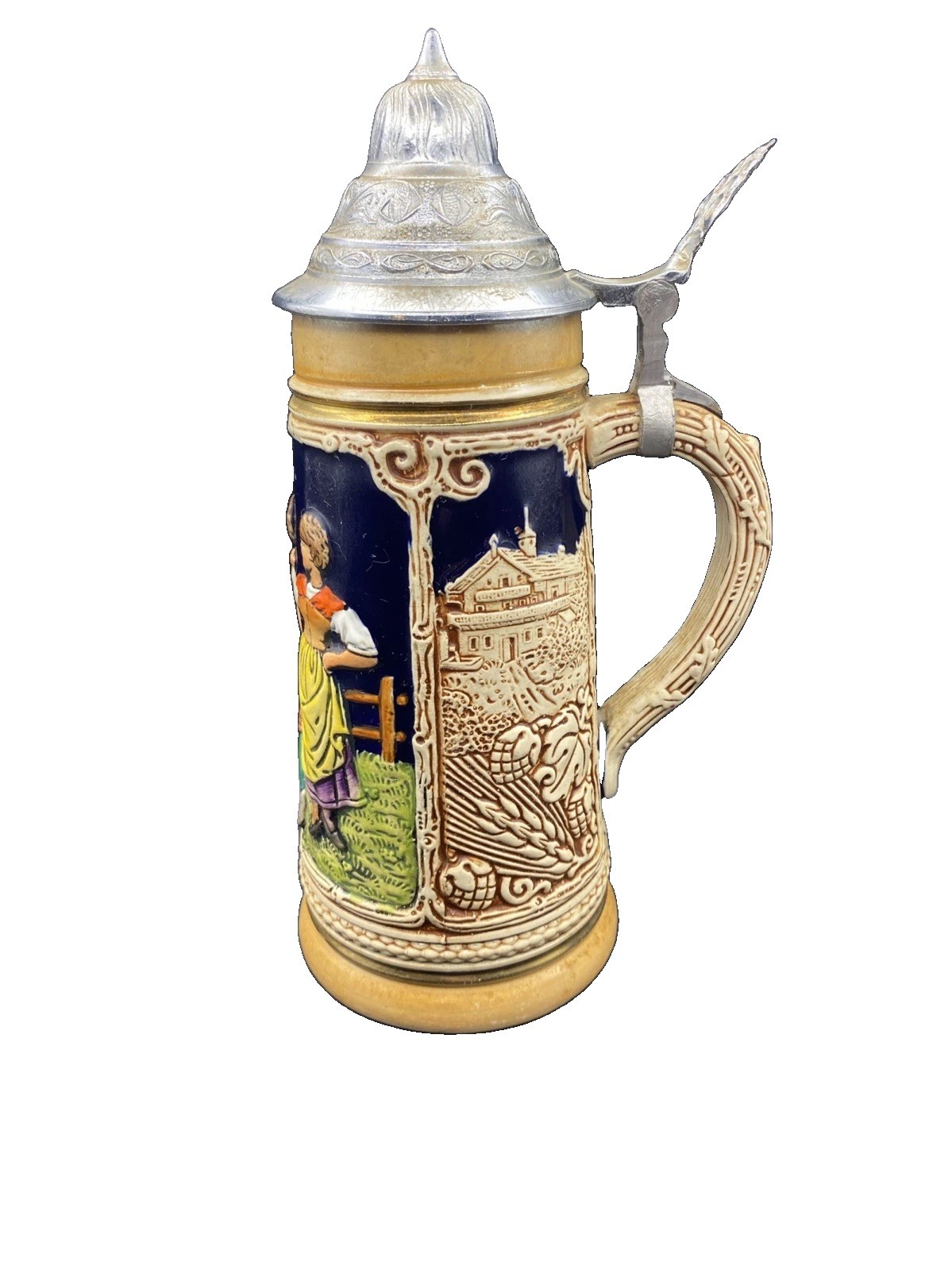 Vintage Marzi & Remy #2026 German 0.5L Beer Stein Pewter Lid Dancers