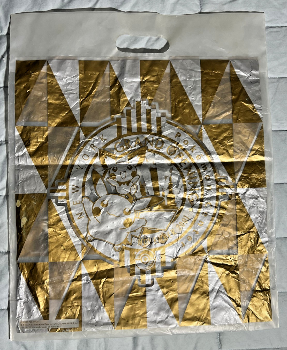 Vintage 2001 Pokemon Center NY Grand Opening Shopping Bag Promo Pikachu Limited