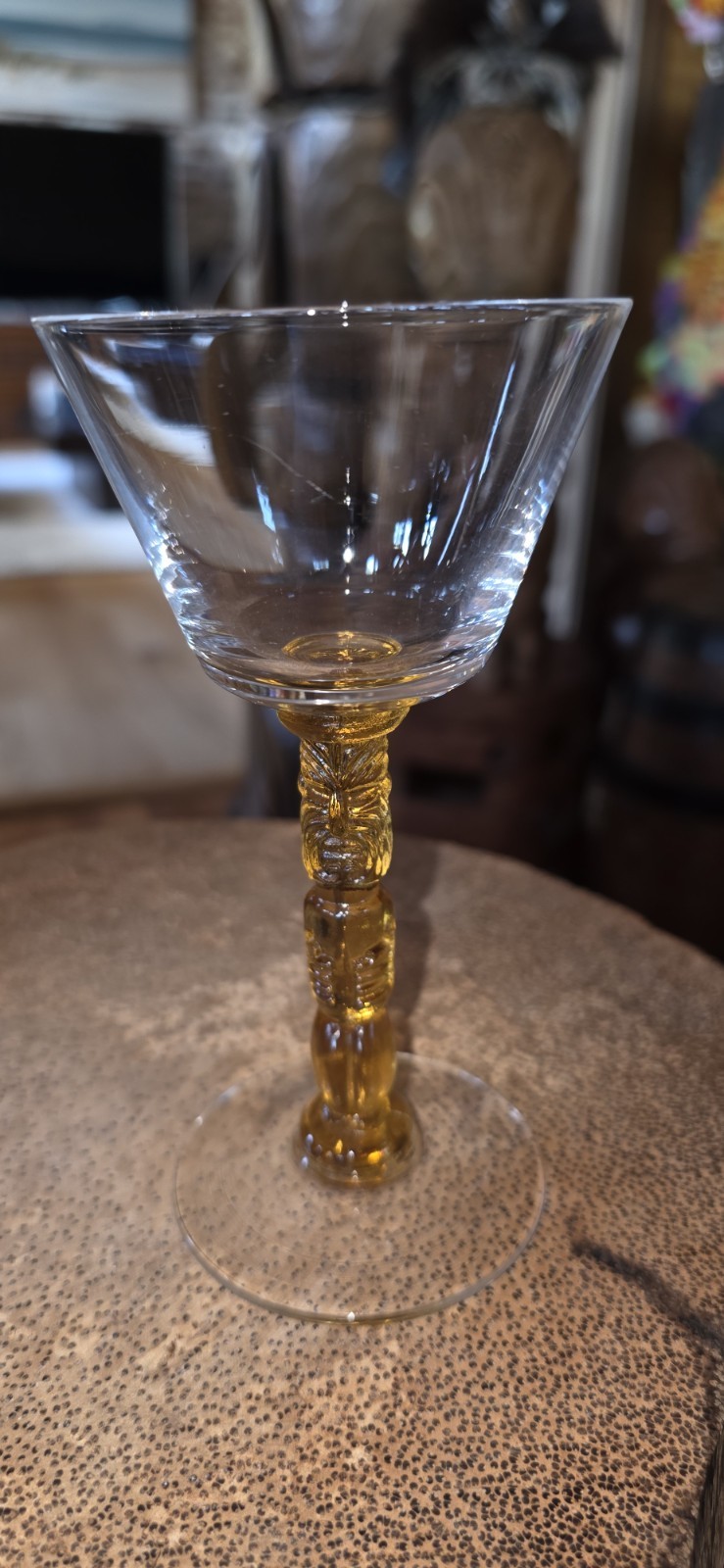 Rare Morgantown Polynesian Amber Tiki Stem Martini glass Trader Vic\'s Kahiki 