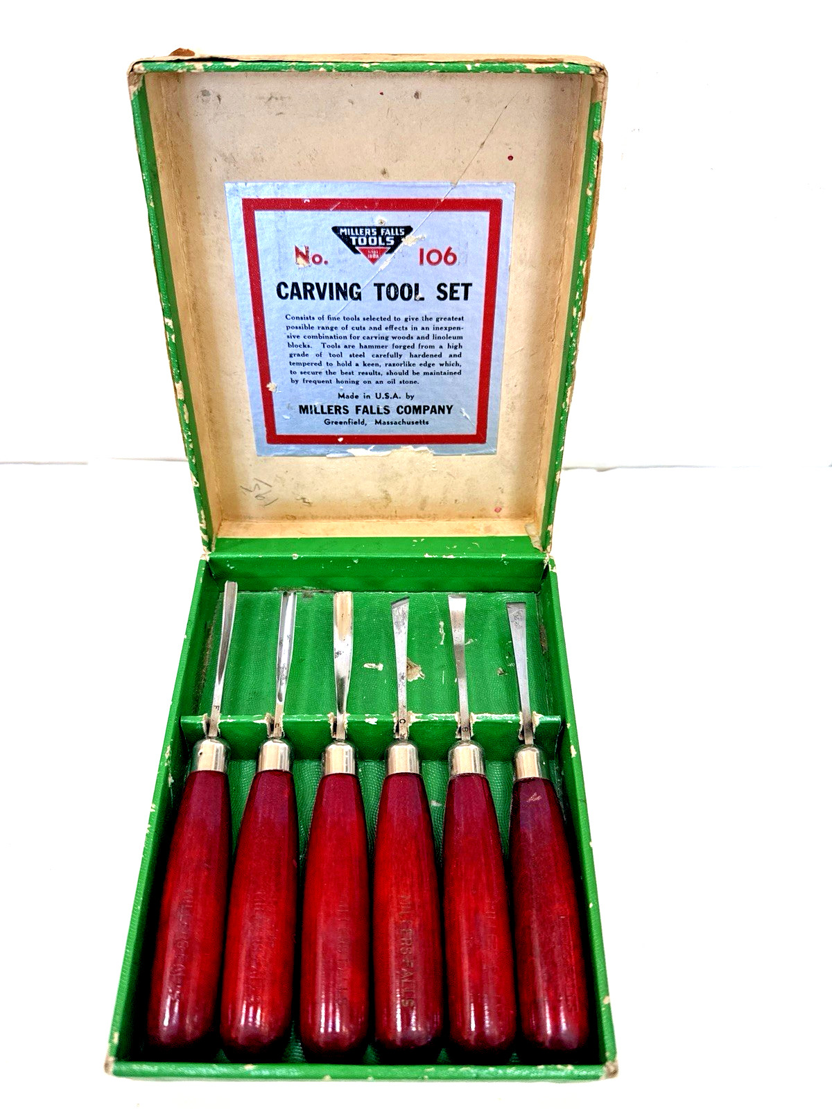 Vintage Millers Falls No. 106 Wood Carving Set Vintage Millers Falls No. 106 Wood Carving Set