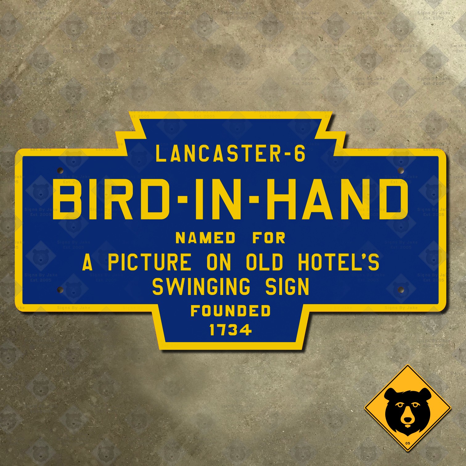 Bird-in-Hand Pennsylvania keystone marker city limit boundary sign 25x14