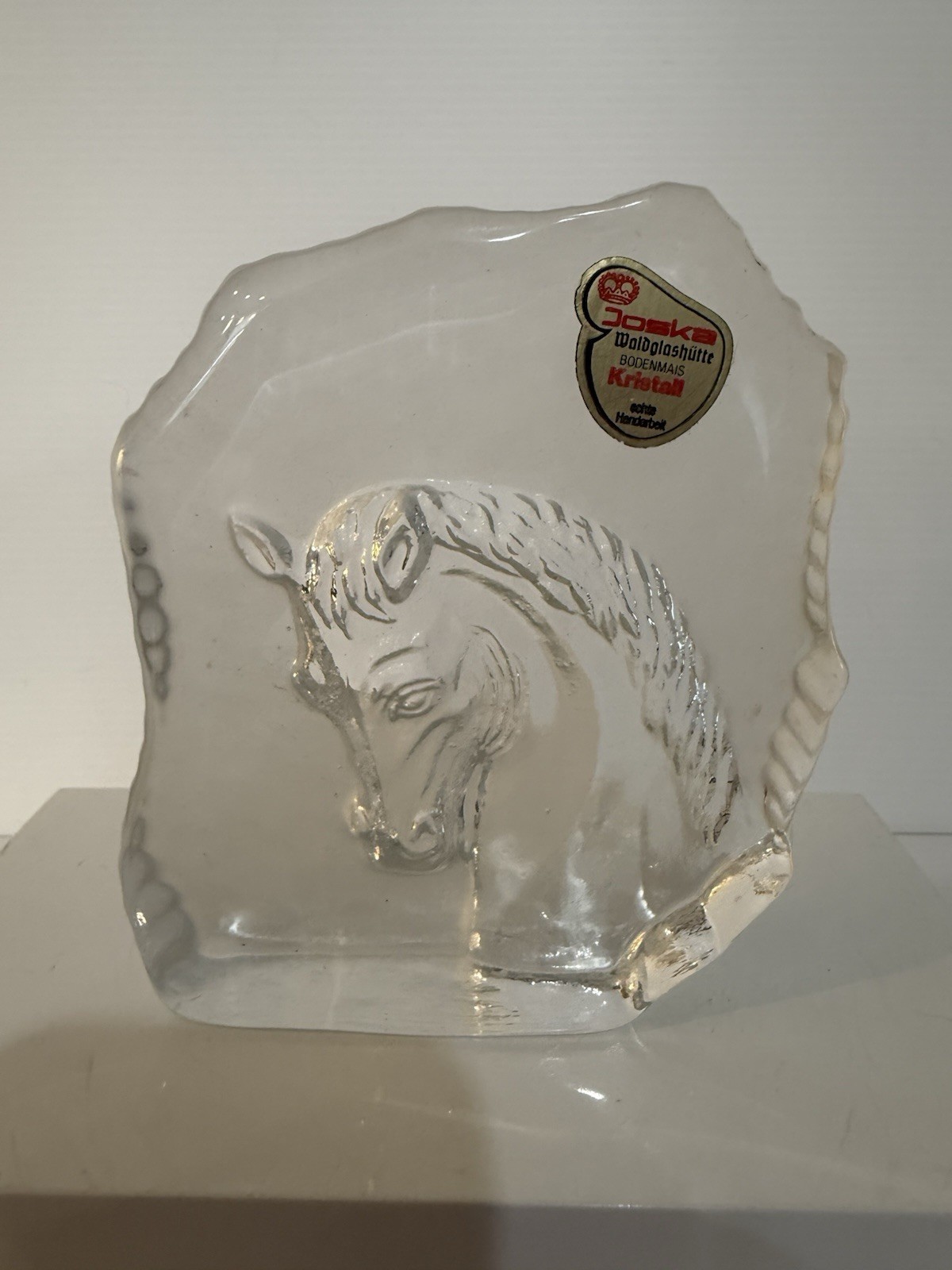 Vintage Joska Crystal Horse Paperweight West German Bodenmais Glass