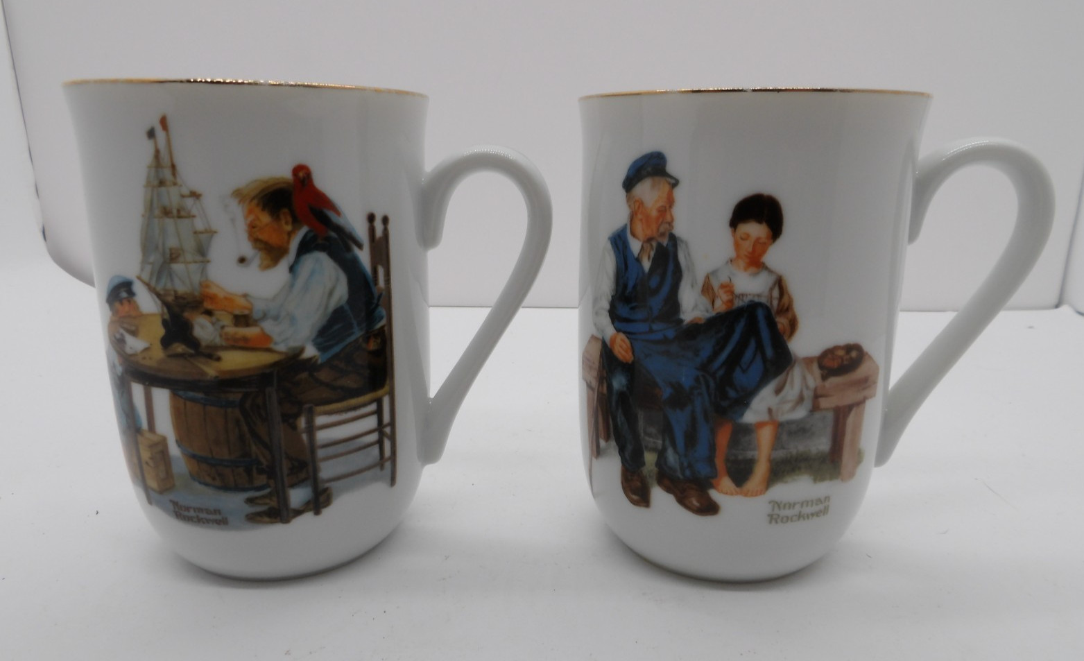 2 Norman Rockwell Mugs, Lighthouse Keeper\'s Daughter, For a Good Boy