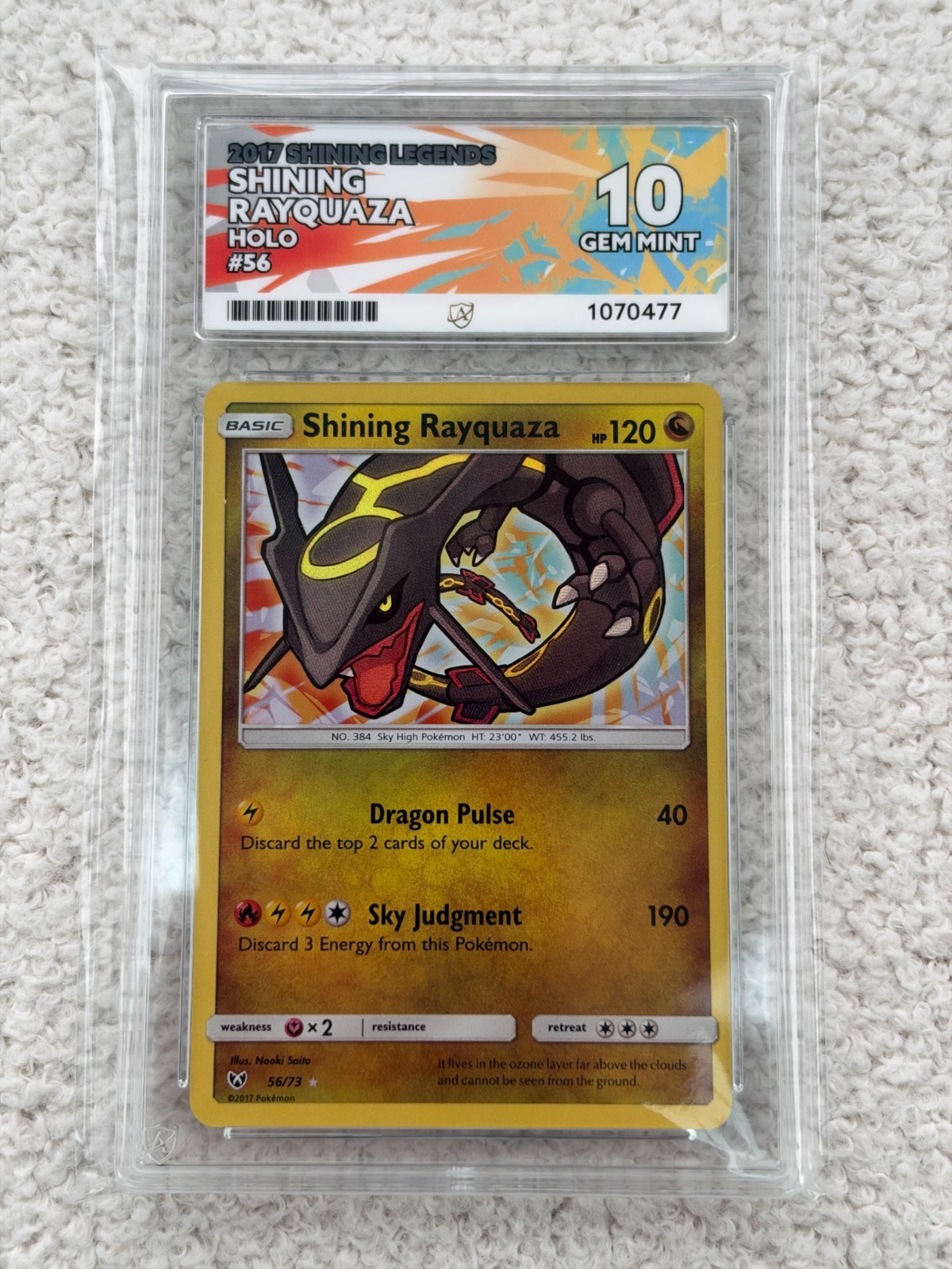 Pokémon TCG Shining Legends - Shining Rayquaza 56/73 - ACE 10 GEM Mint