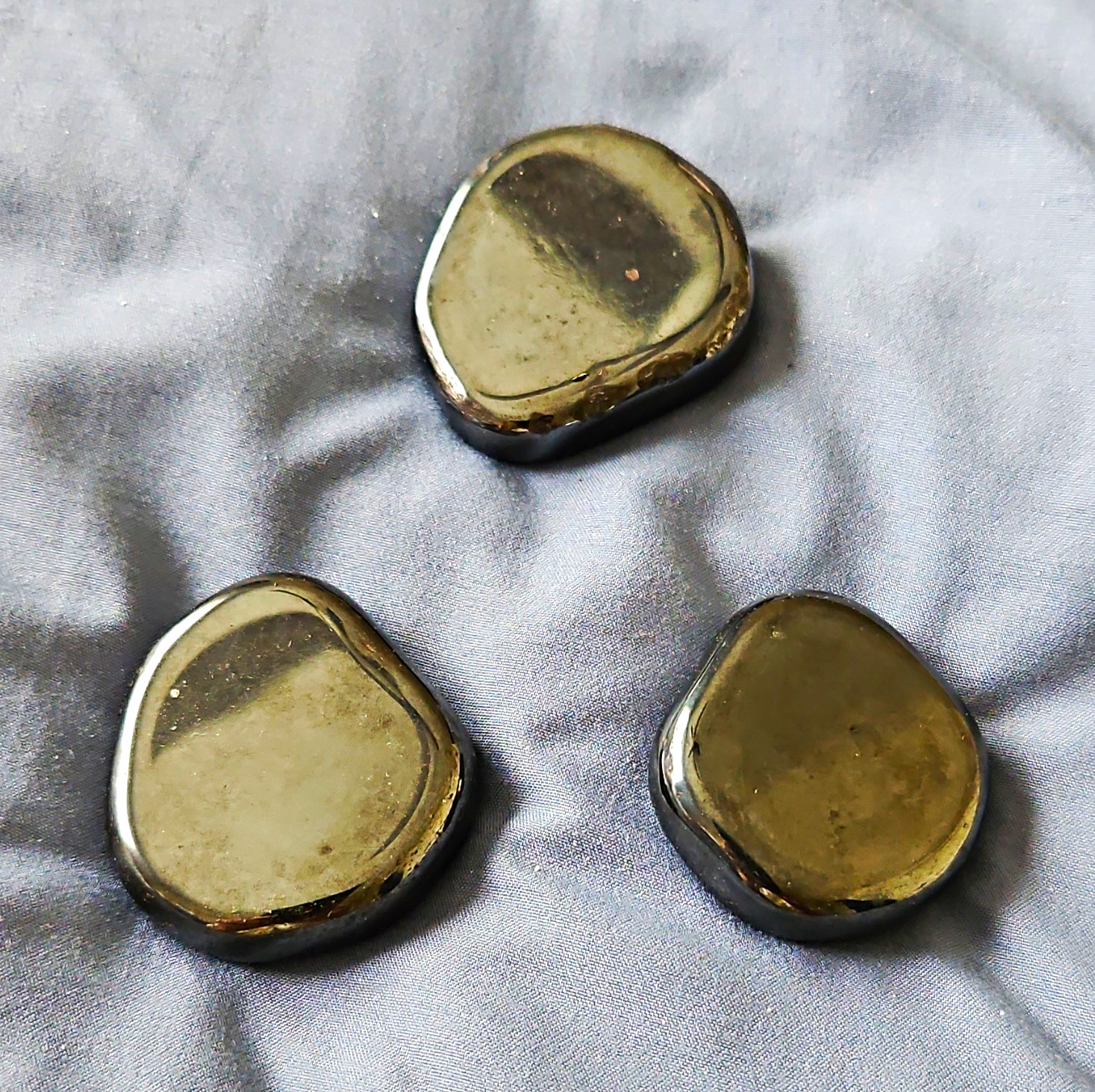 Lot of 3 Large Black Polished Magnetic Hematite Rocks.