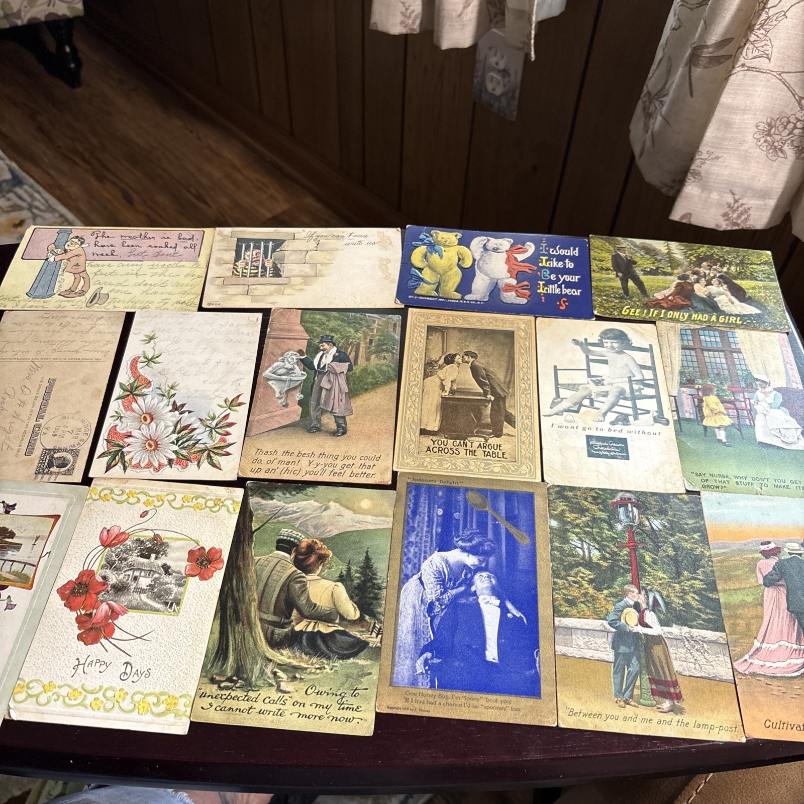 Lot of 16 Antique Comic Postcards Vintage 1909 1910 Romance Humor Teddy Bear PC