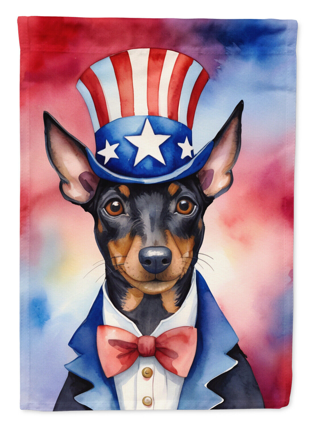Manchester Terrier Patriotic American Flag Canvas House Size DAC5757CHF
