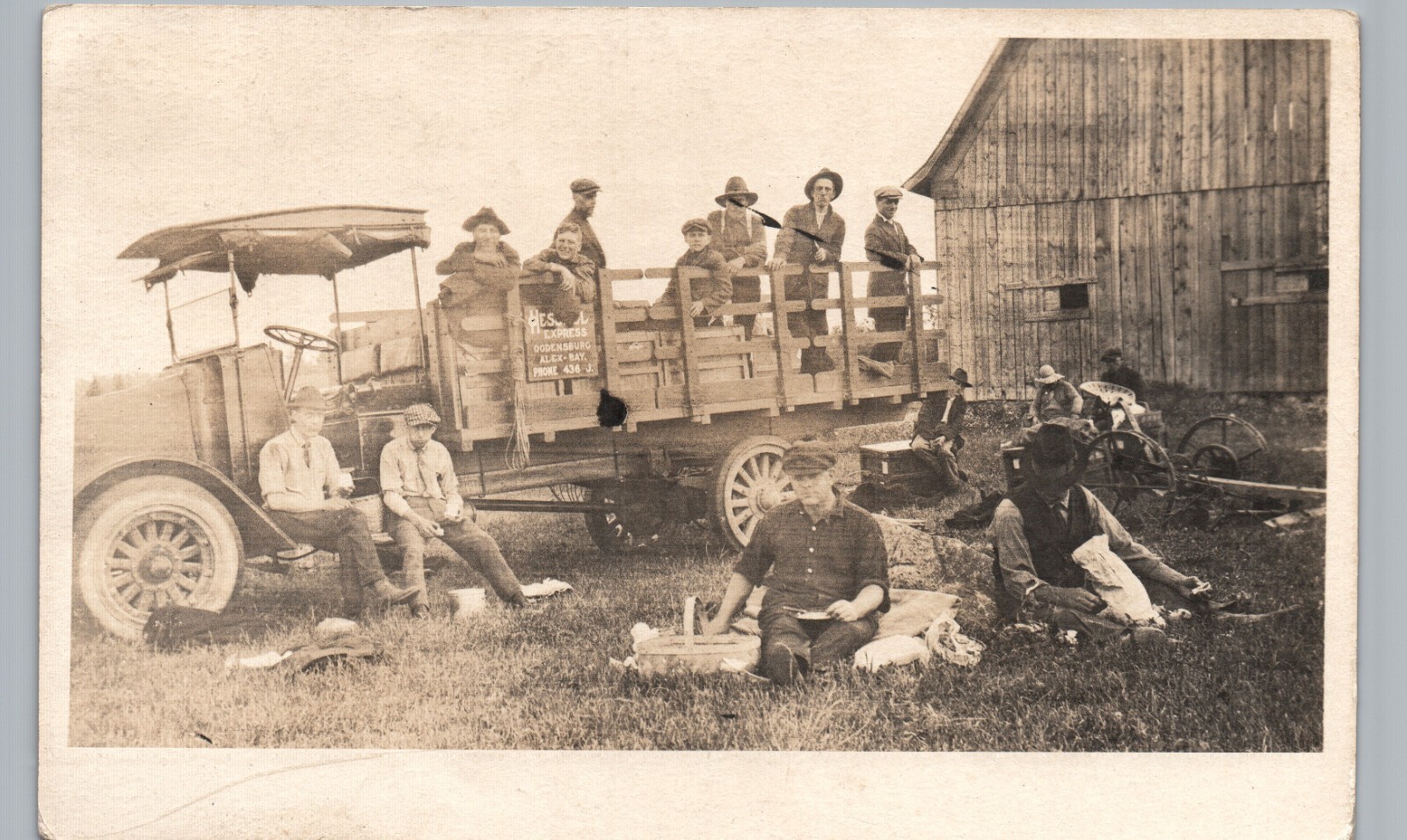 TRUCK MOVERS PICNIC ogdensburg ny real photo postcard rppc new york history
