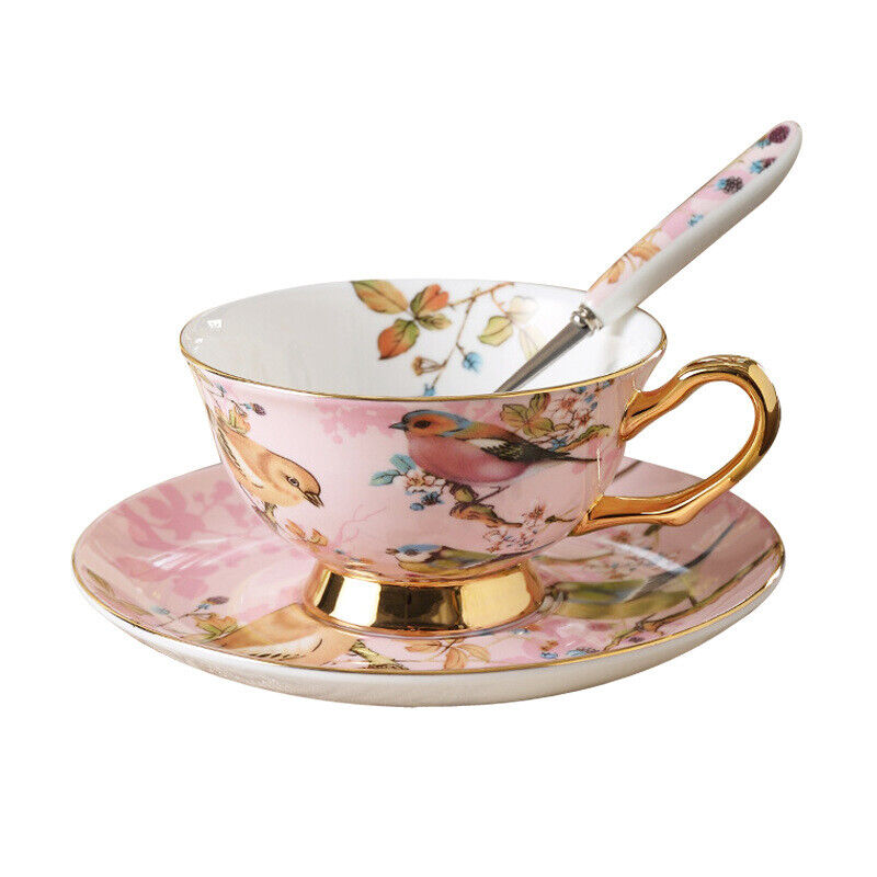 200-300ml Luxury Bone China Coffee Cup Saucer W/spoon Afternoon Tea Noble NEW