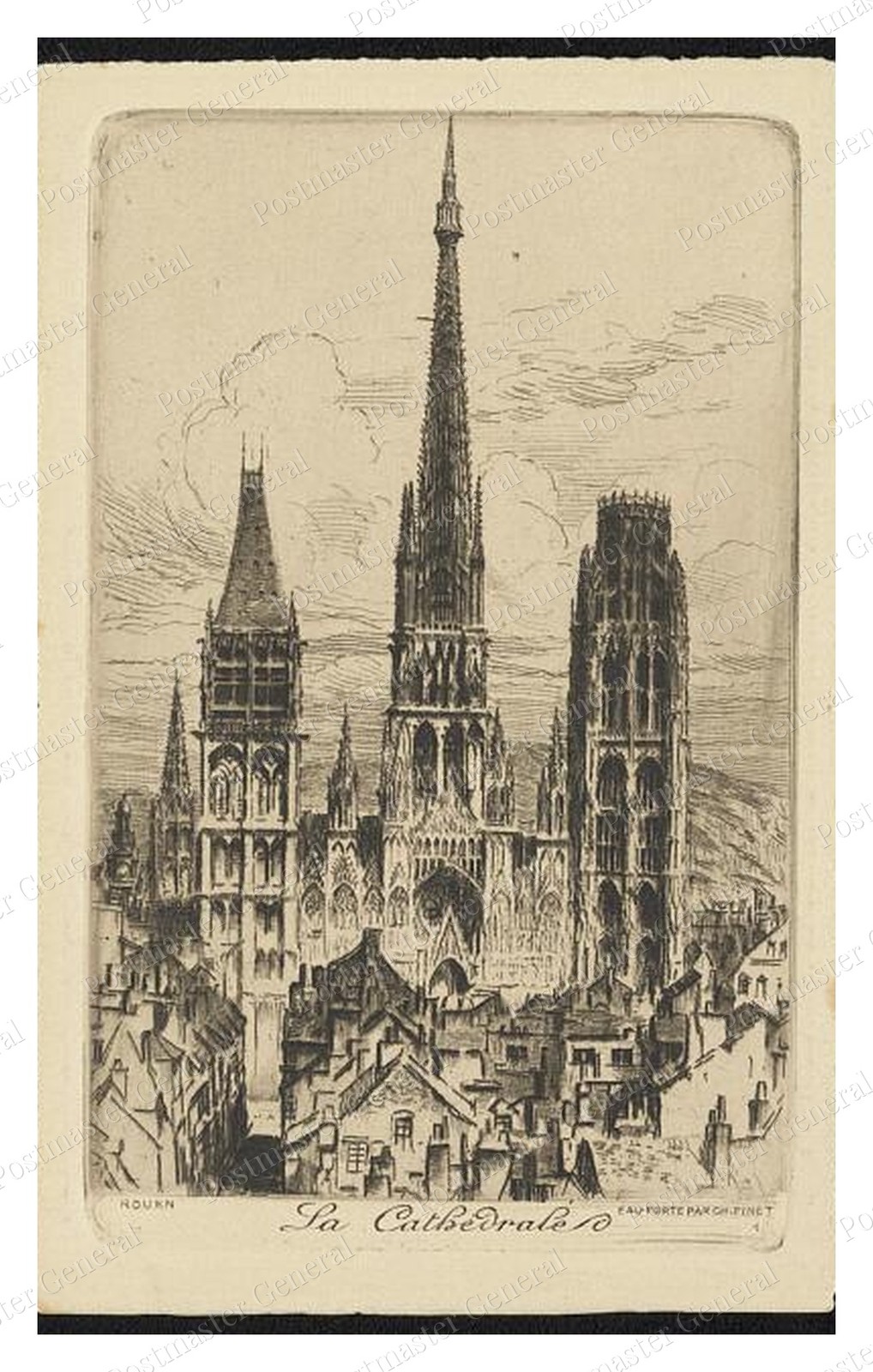 Rouen France Cathedral Standard Postcard COPY RPPC