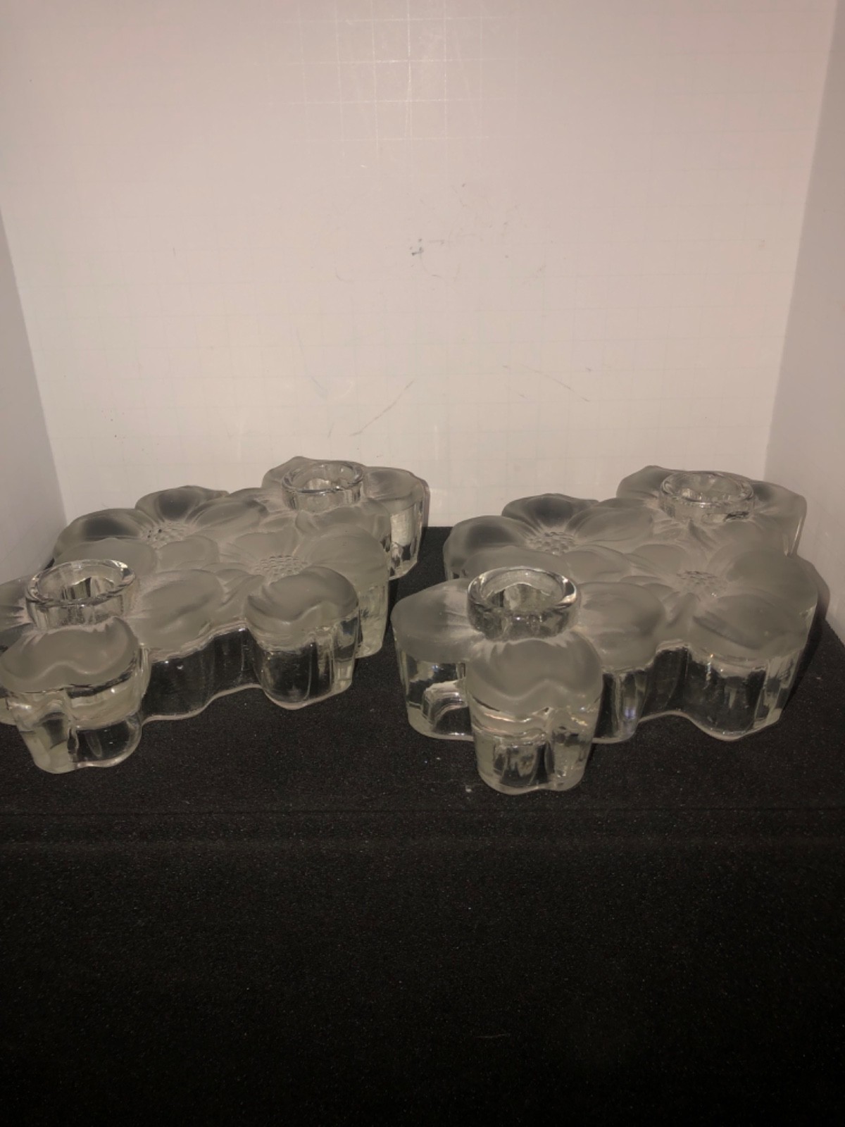 Set of 2 Floral Crystal/Glass Frosted 7\