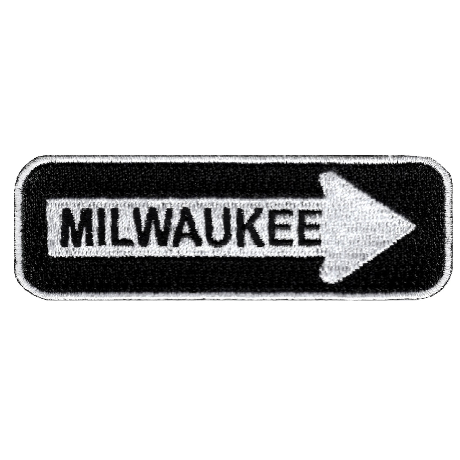 MILWAUKEE ONE-WAY SIGN EMBROIDERED IRON-ON PATCH applique WISCONSIN SOUVENIR new
