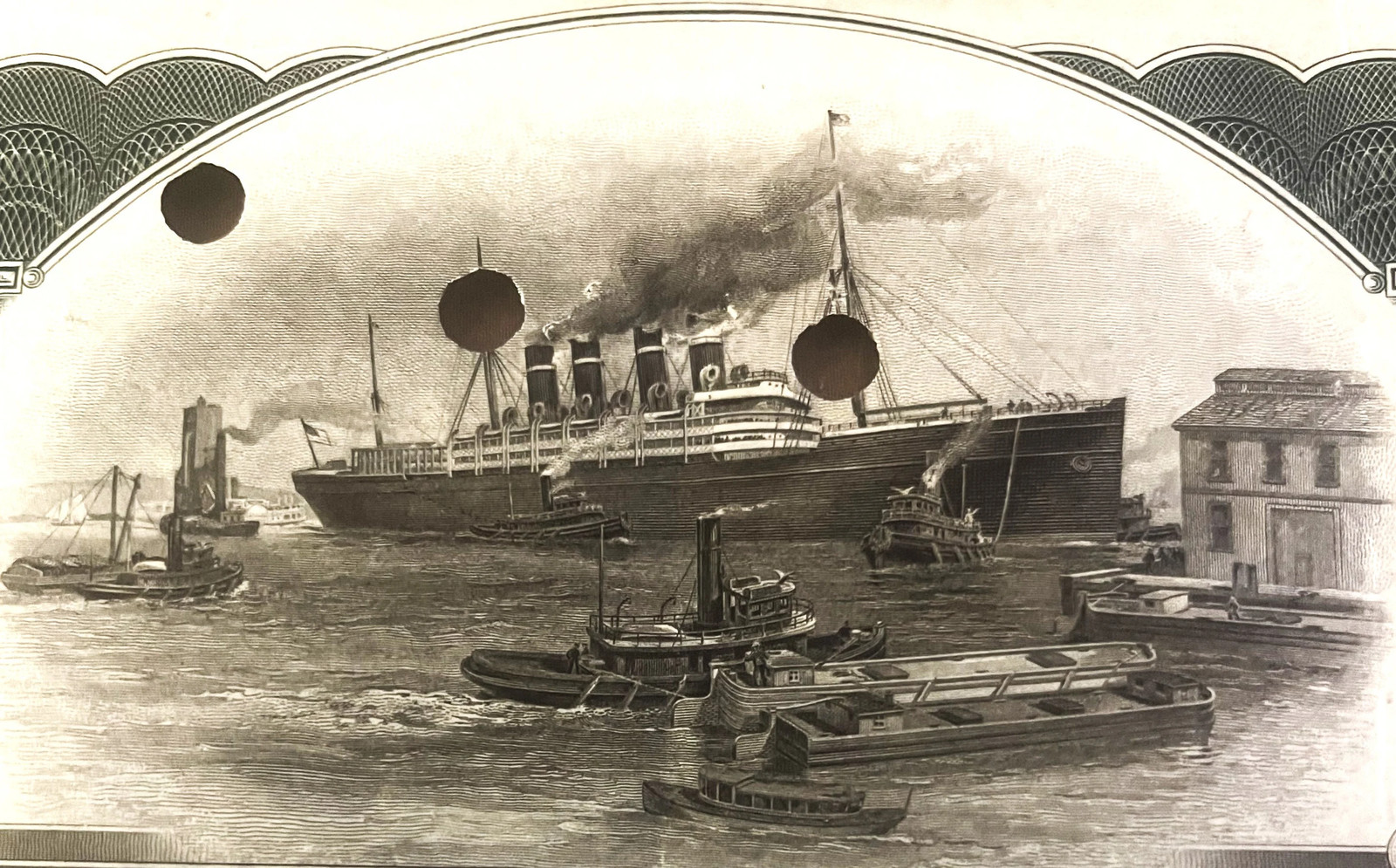 Antique 1910s Titanic IMM Stock Certificate JPM Punch Top Brown