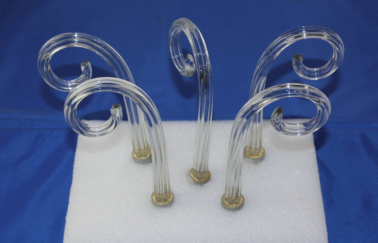 Antique 5 Reeded Twisted Curled Chandelier Glass Epergne Canes Rods Arms 6-3/4\