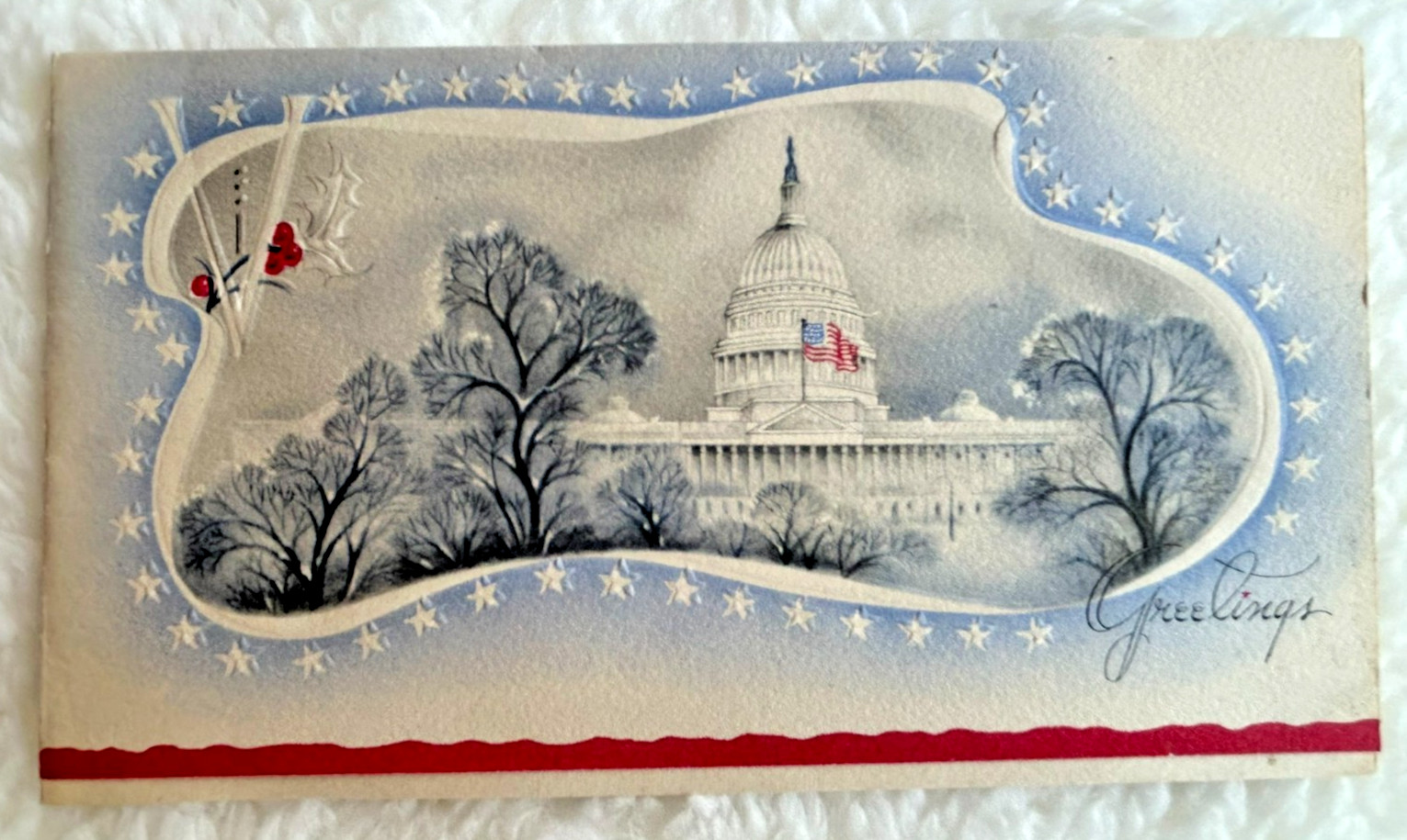 VTG 1940's WWII Victory Patriotic Embossed Christmas Card 'The Capitol VTG 1940's WWII Victory Patriotic Embossed Christmas Card 'The Capitol